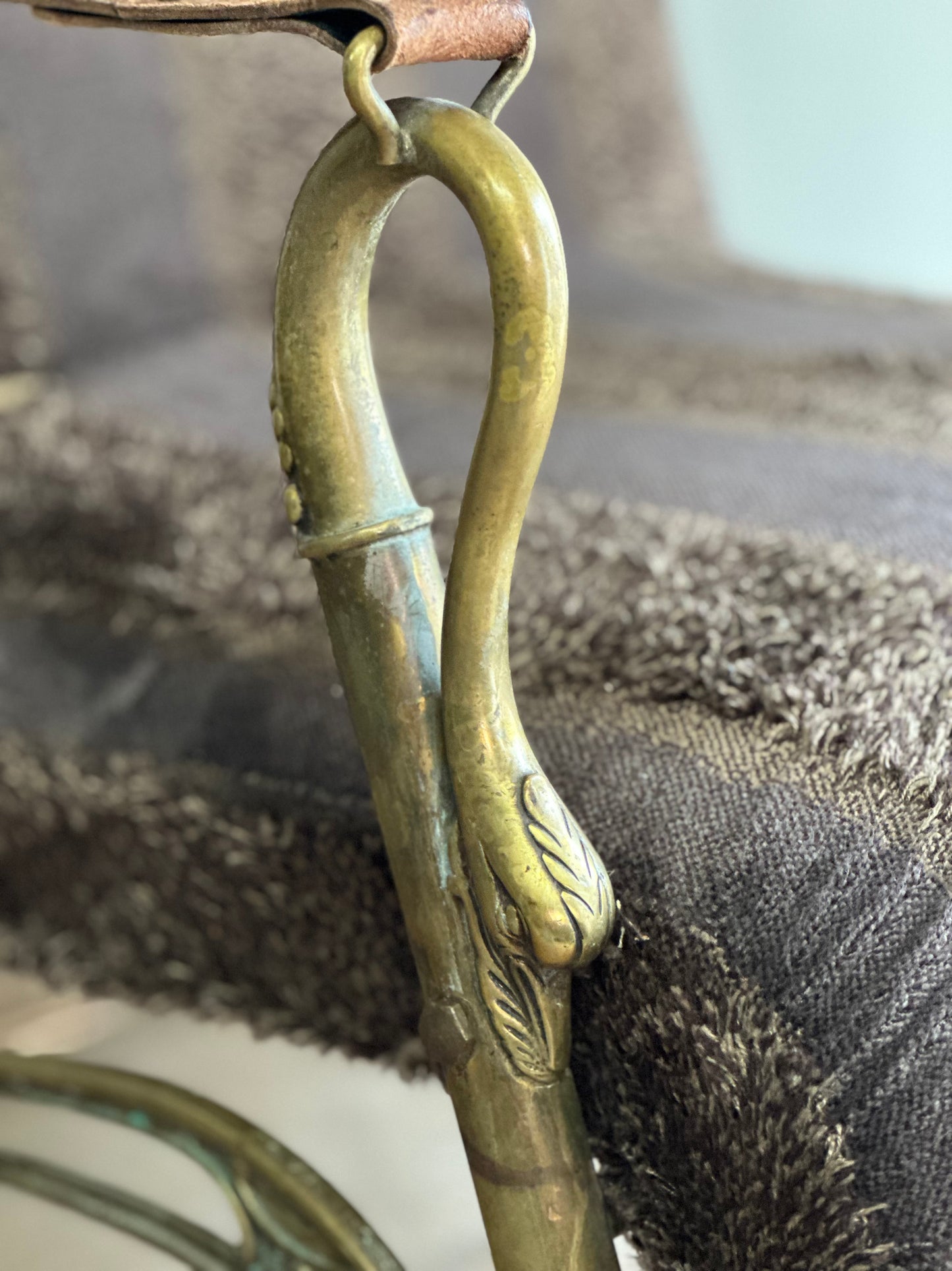 French Upholstered Bronze Bird Armchair c1850