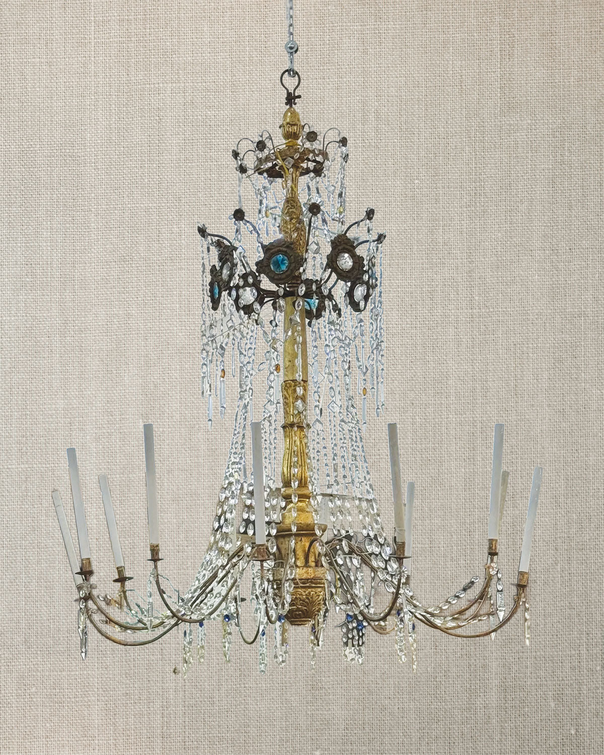 SOLD **Italian Genoa Gilt And Crystal Chandelier c1760 – Circa II