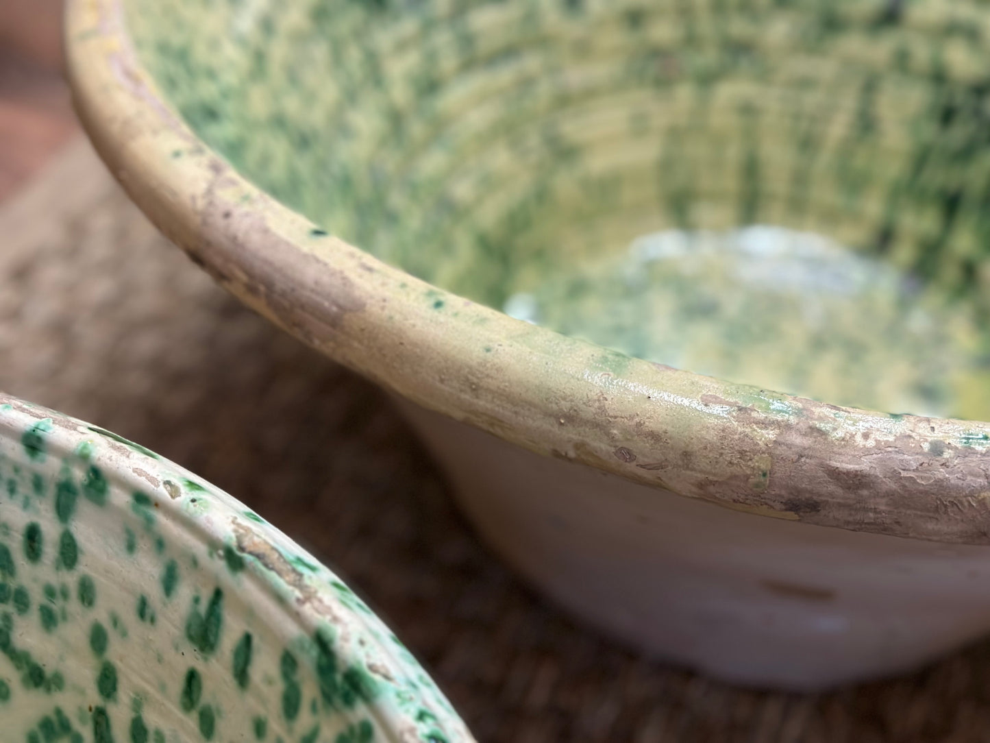 Provincial Spinach-Glaze  Large Olive Bowl  - 19th Century