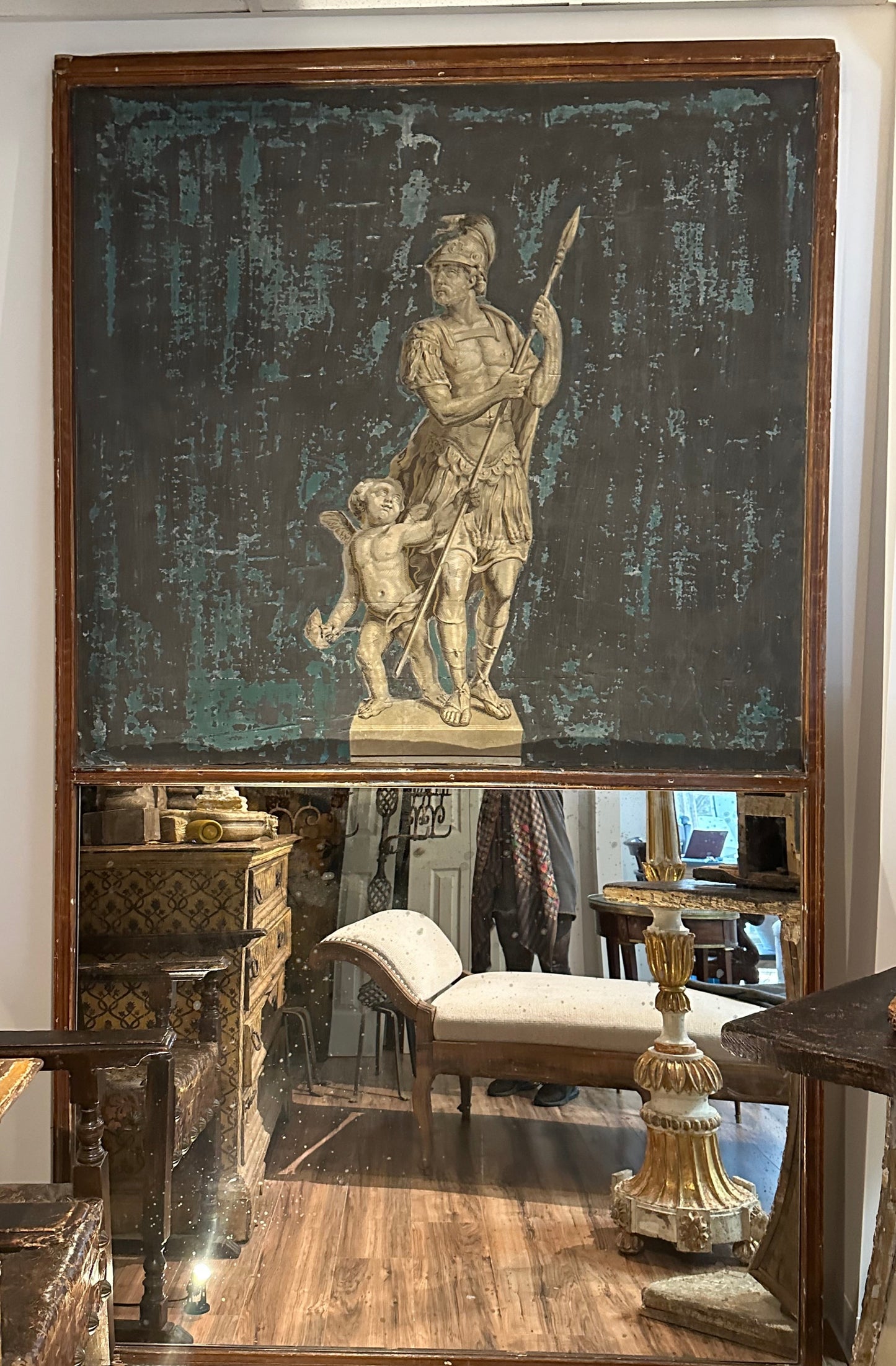 French Trumeau Wall Panel and Mirror c1800