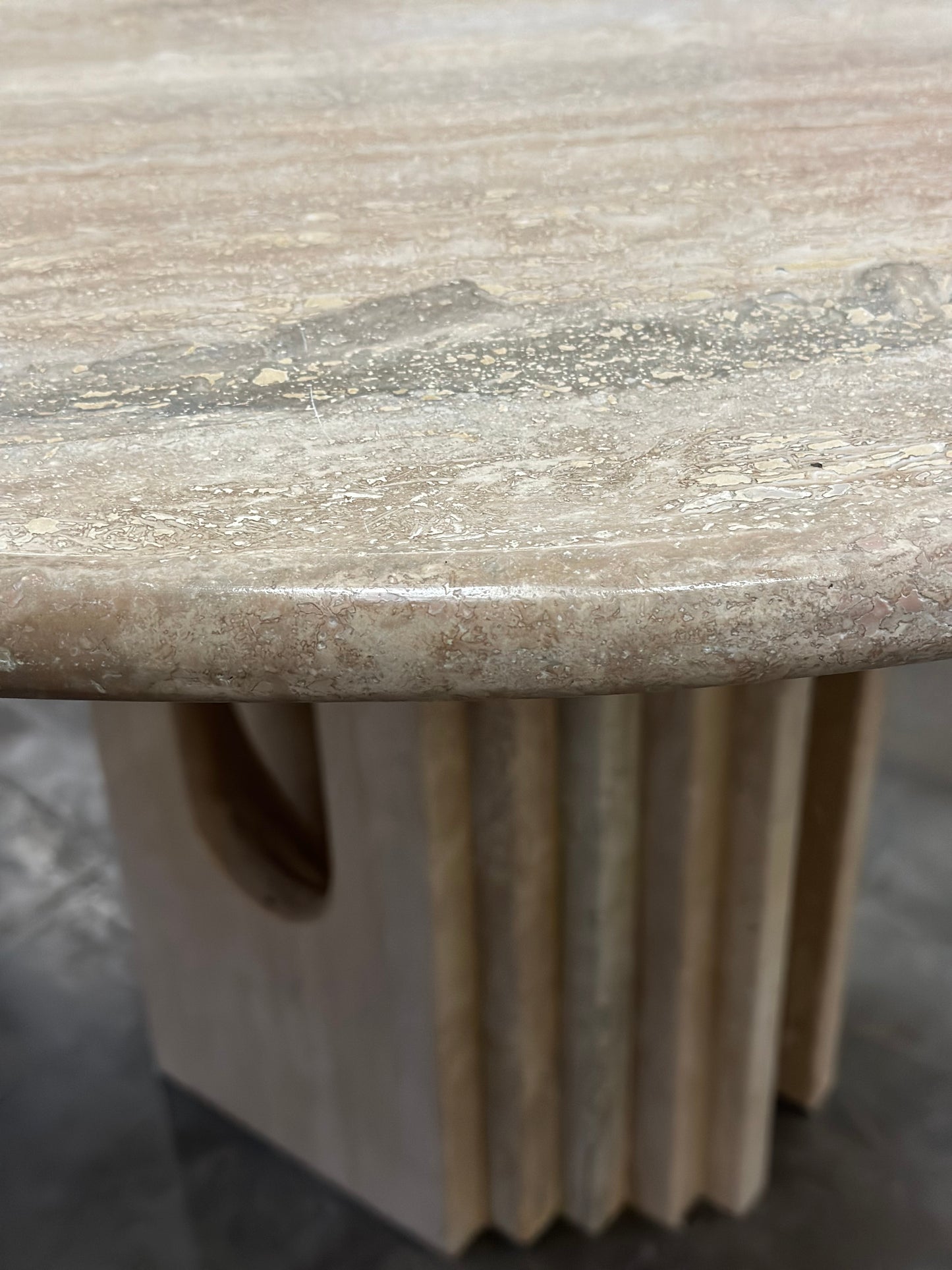 Italian Travertine Round Table - Midcentury