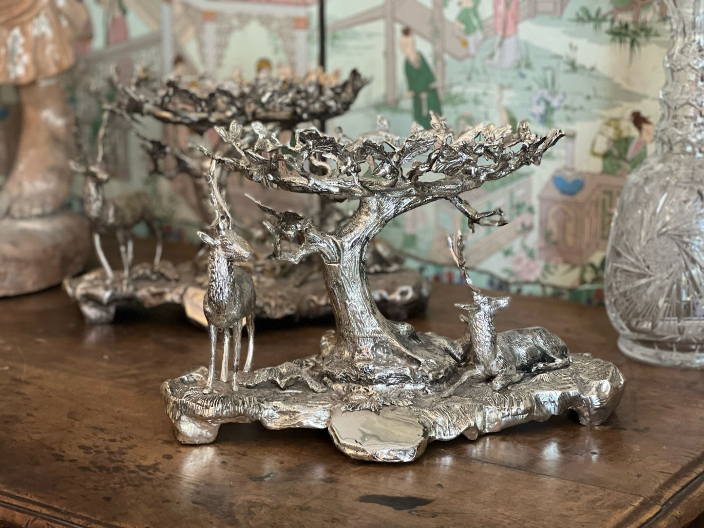 Spanish Silver Plate Deer Compote c1940