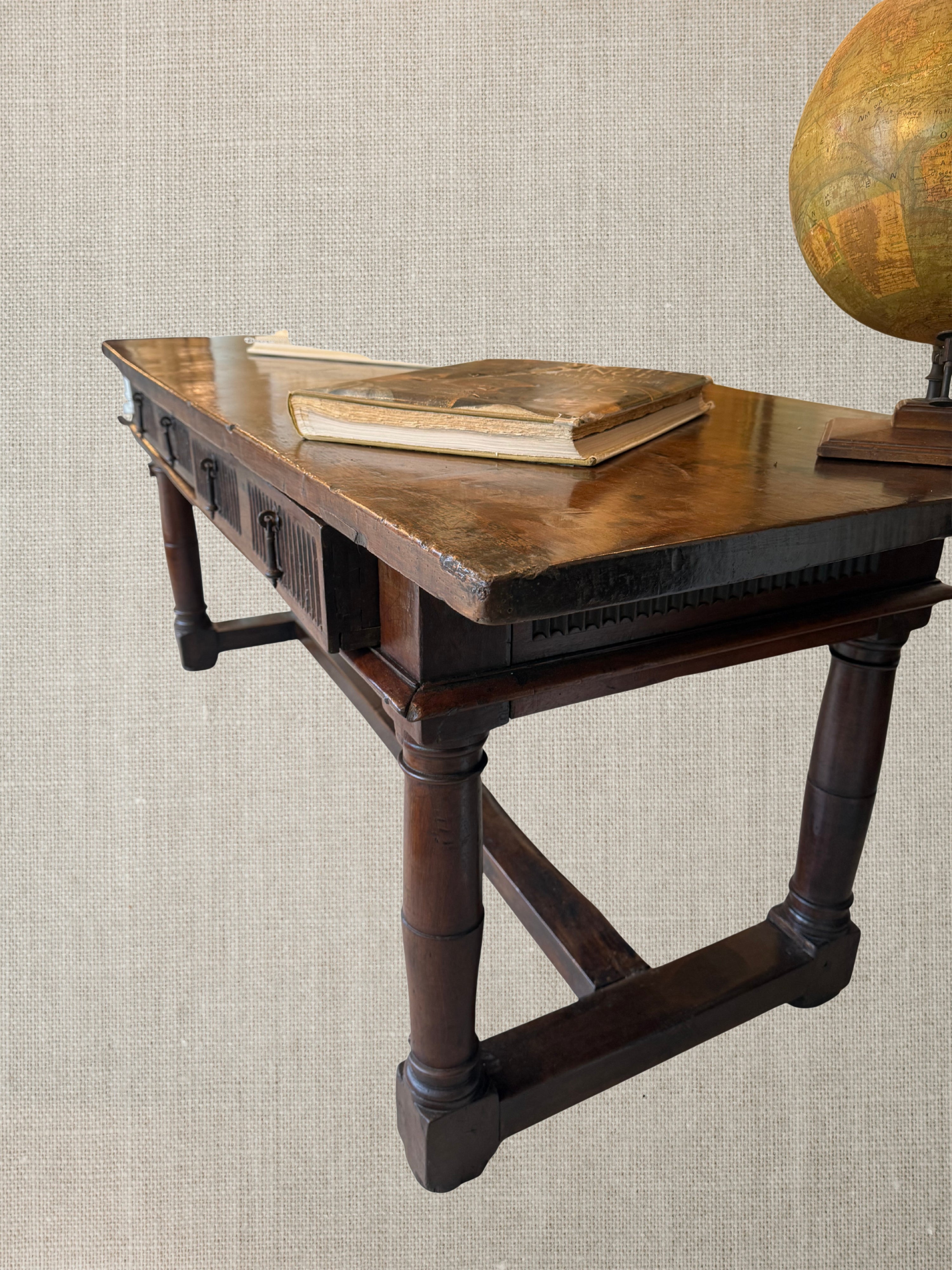17th Century French Walnut Table With Drawers