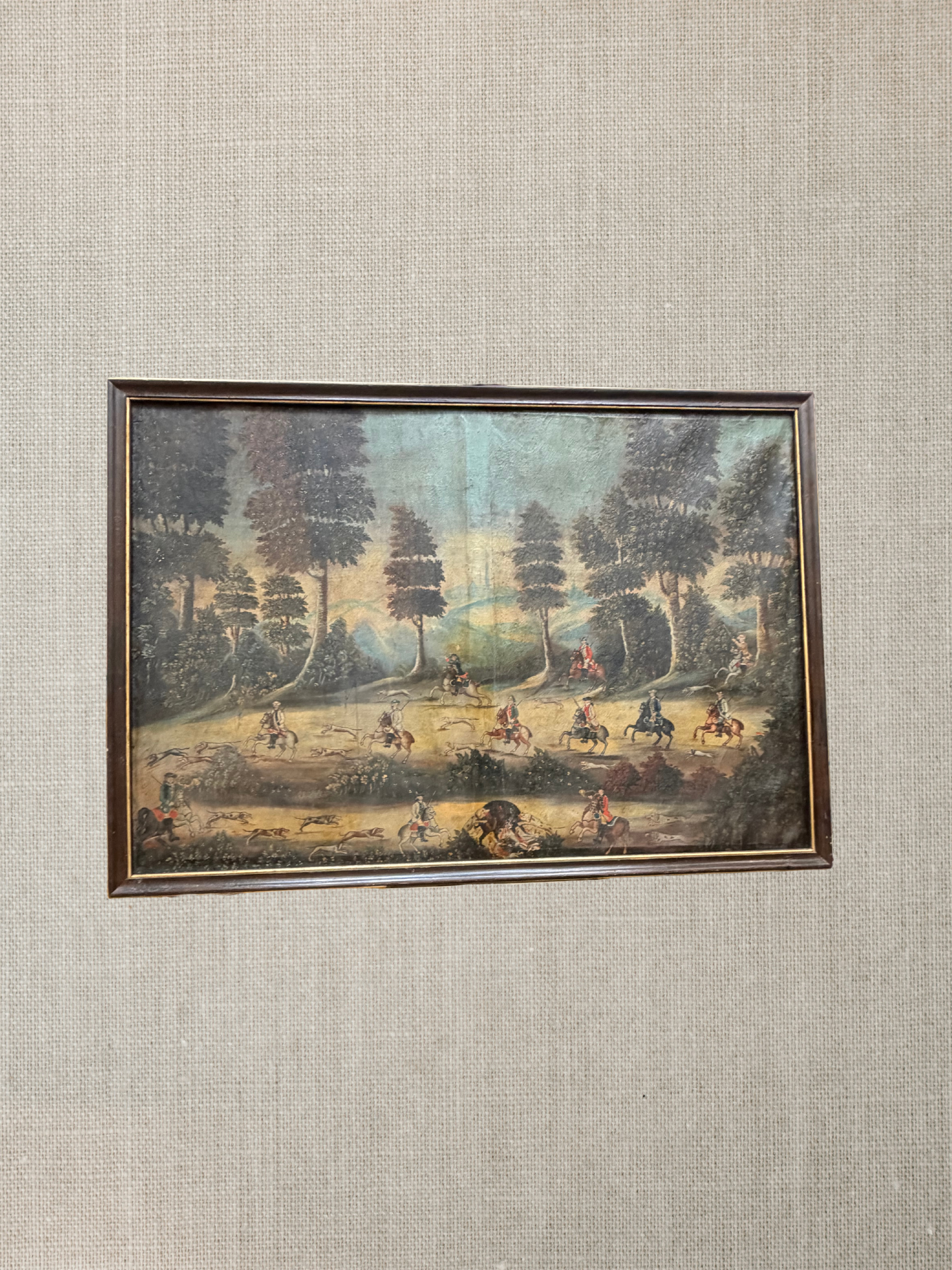 18th Century Oil On Canvas -Chasse