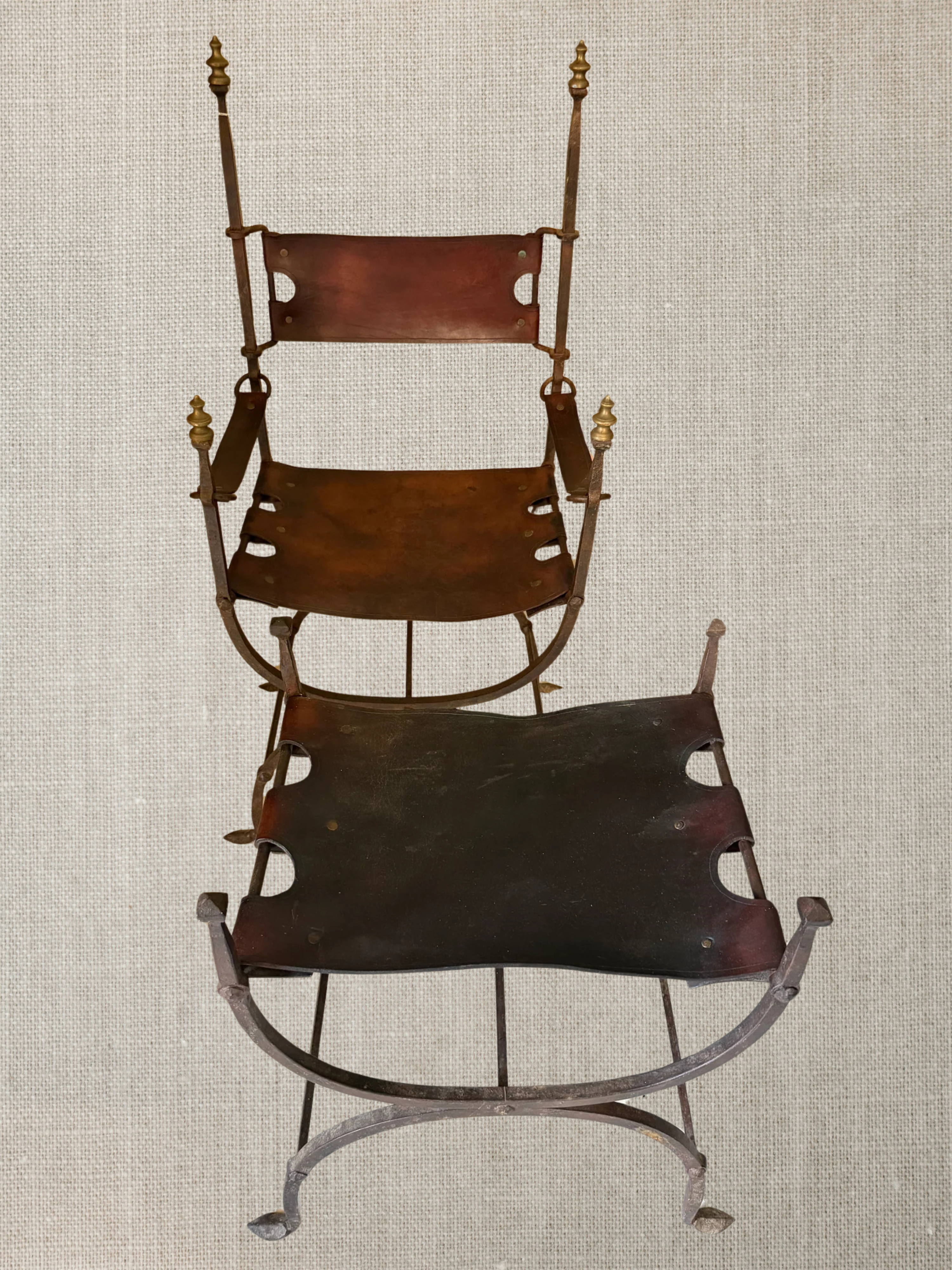 18th Century Wrought Iron Chair & Ottoman - France