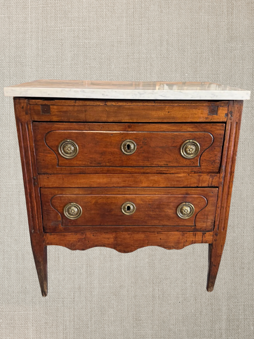 French Walnut Petite Chest With Marble Top c1840