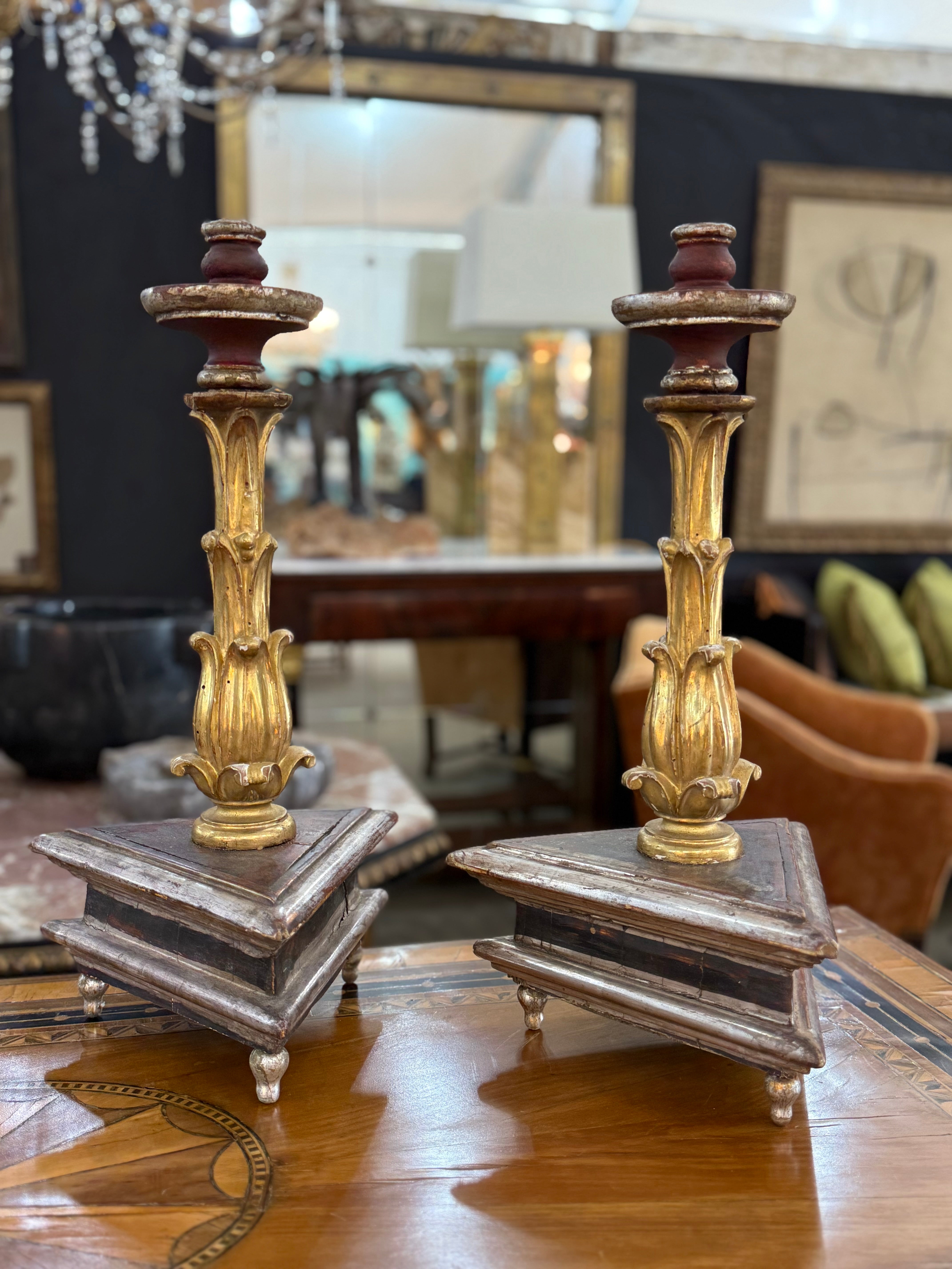 French Gilt Candlesticks - Pair