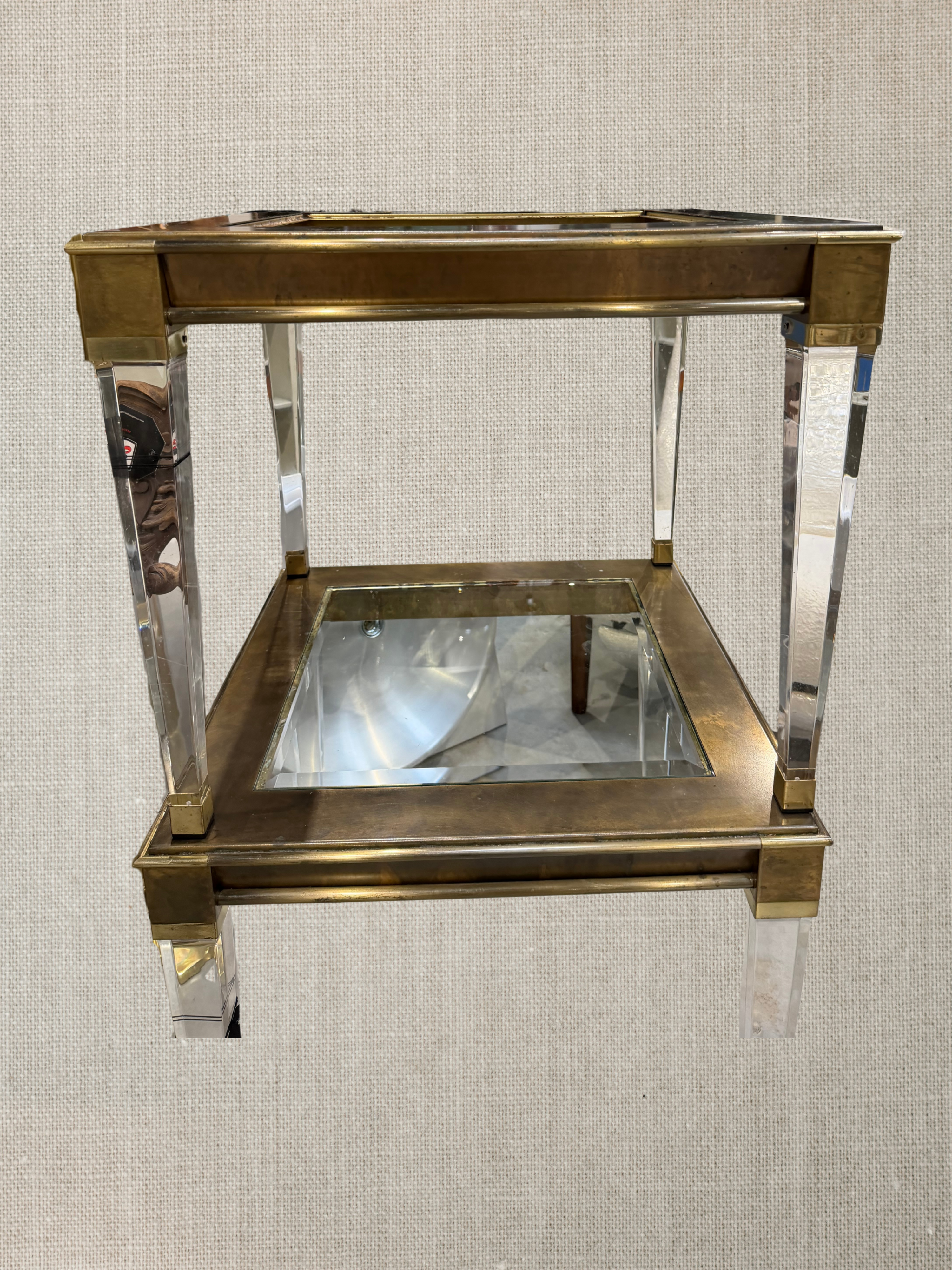 Brass & Lucite Low Table - Dutch Midcentury