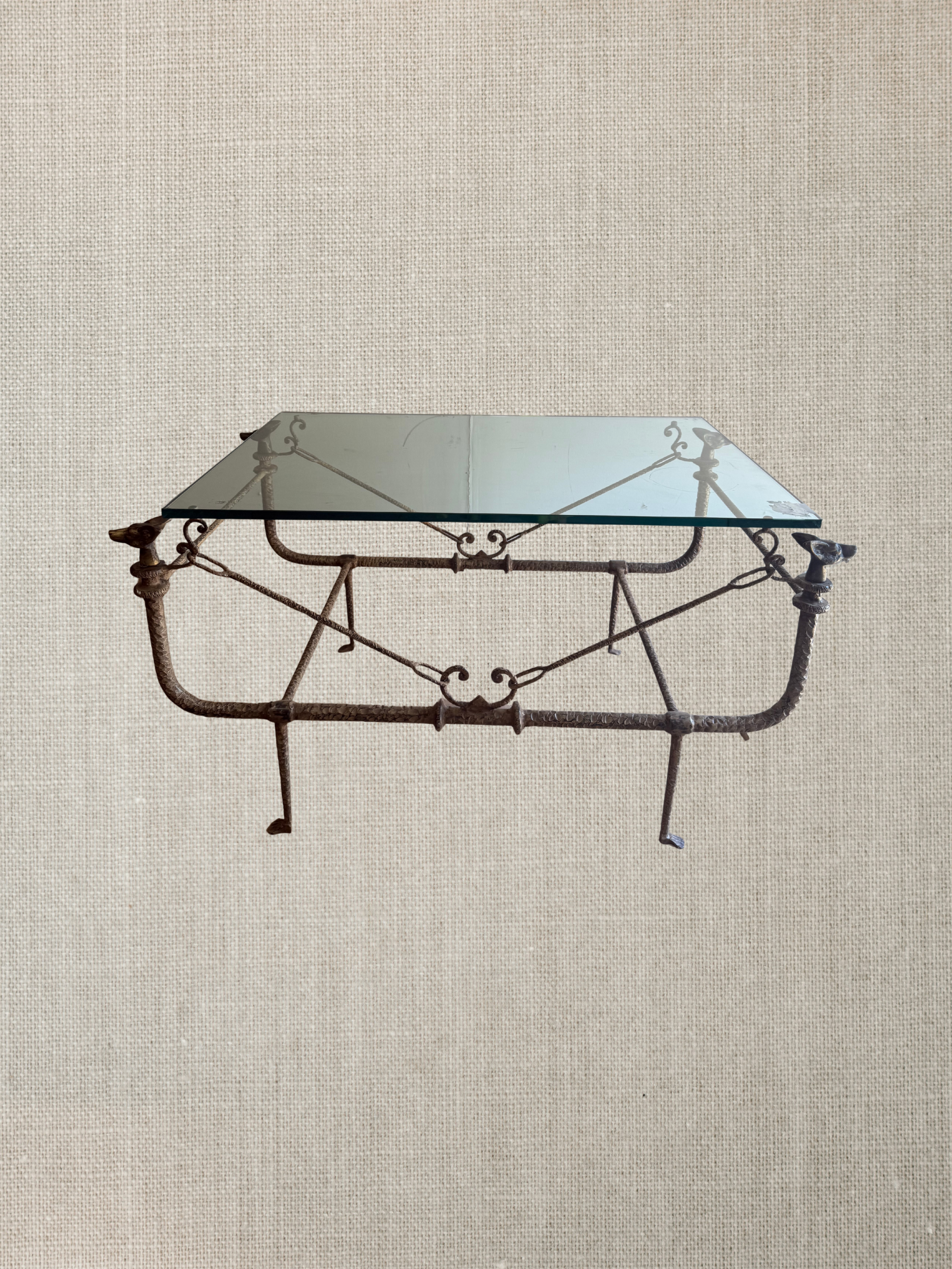 Bronze & Hand Forged Iron Coffee Table