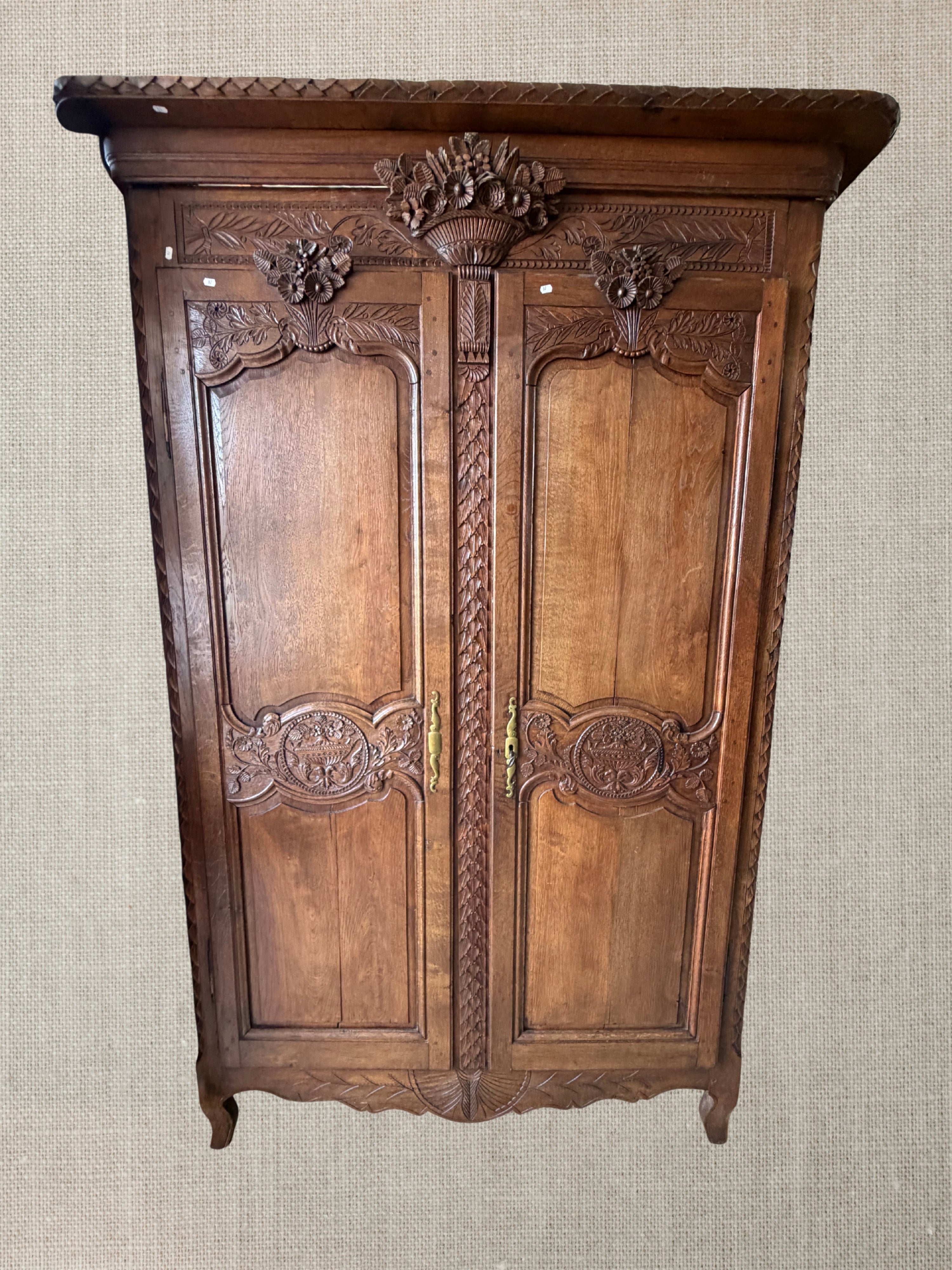 Carved French Oak Armoire c1890