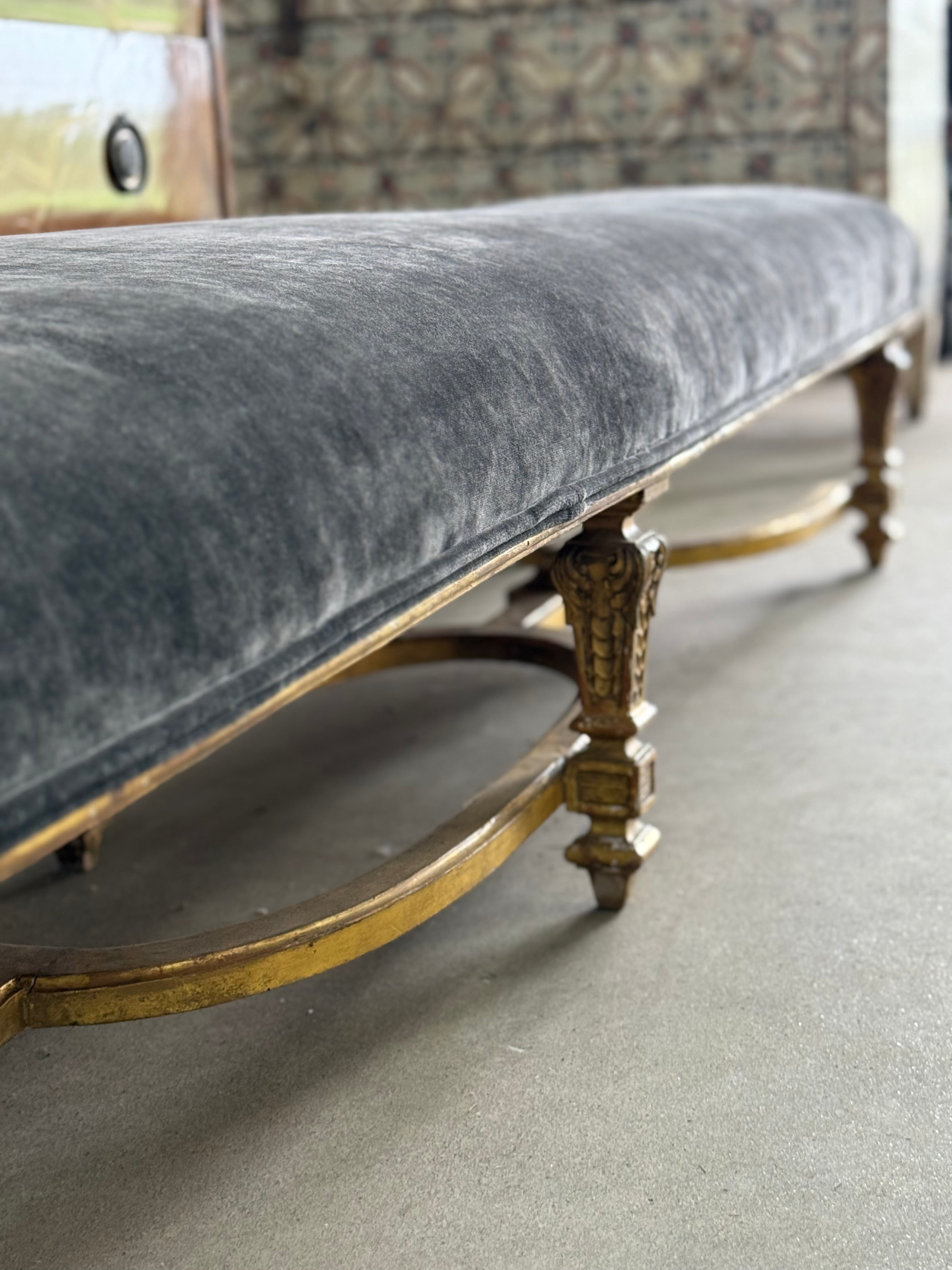 Italian Wood & Gilt Carved Long Bench c1800
