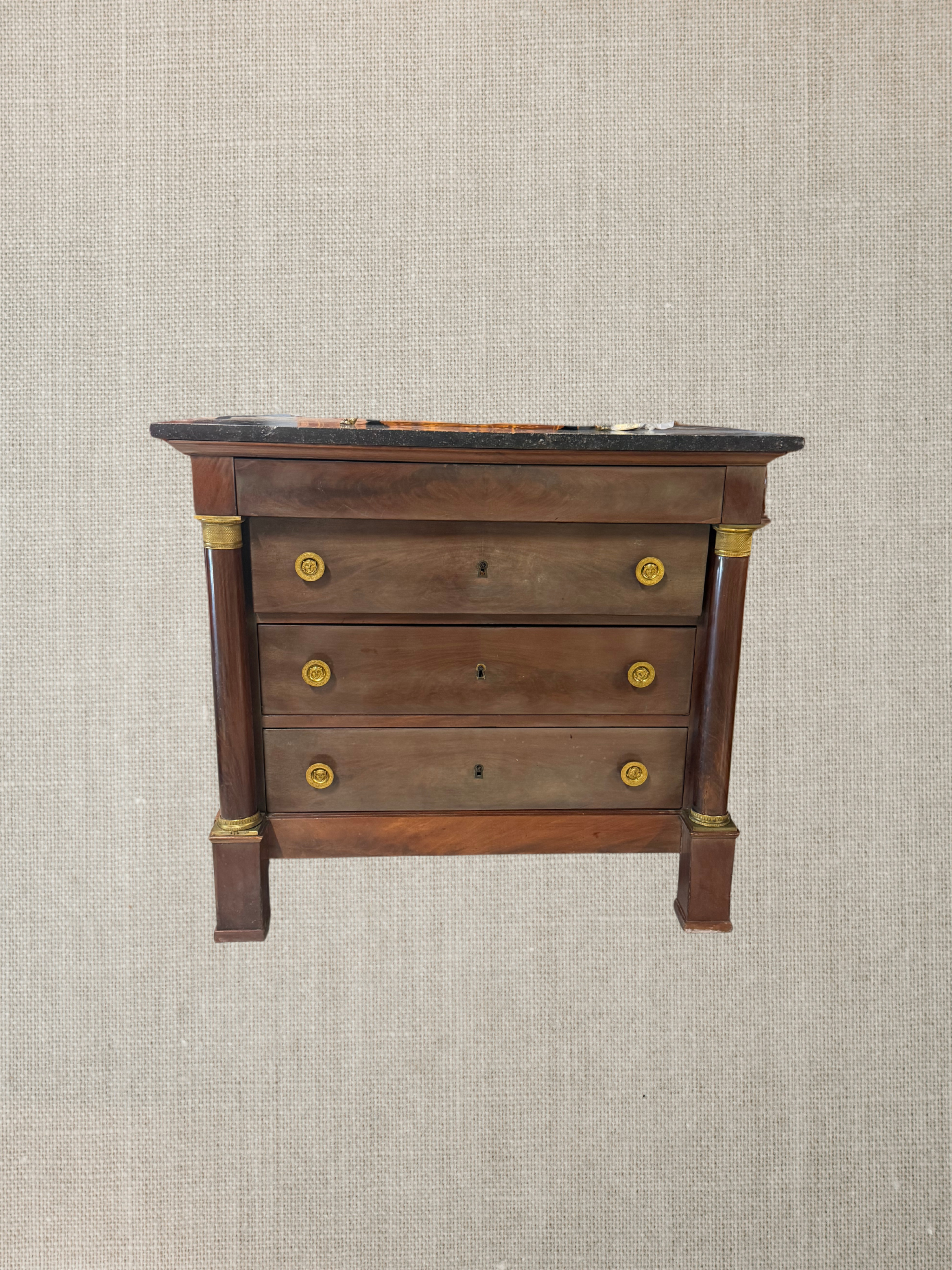 Empire Mahogany Chest - Black Marble c1820