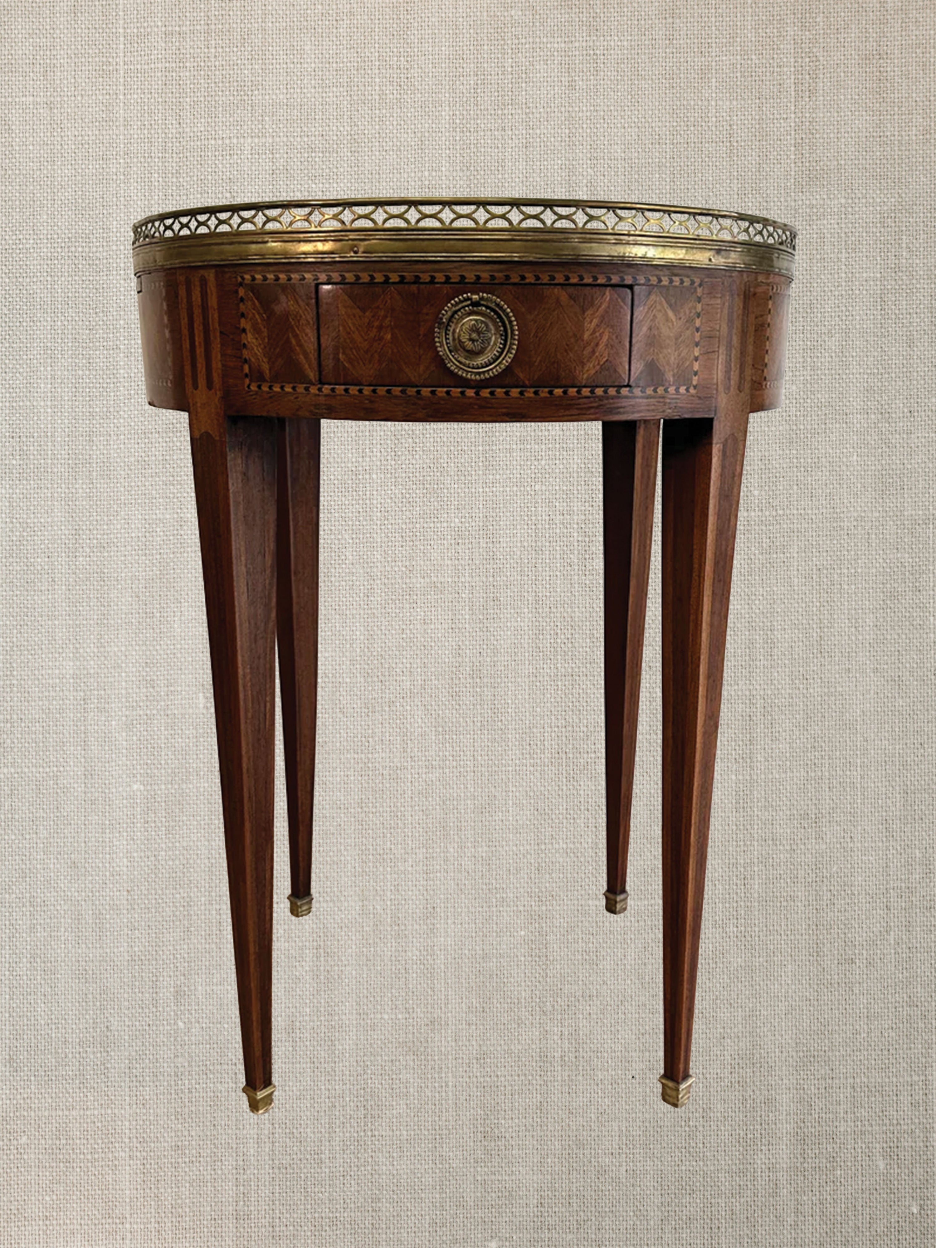 French Bouillotte Table With White Marble  c1880s