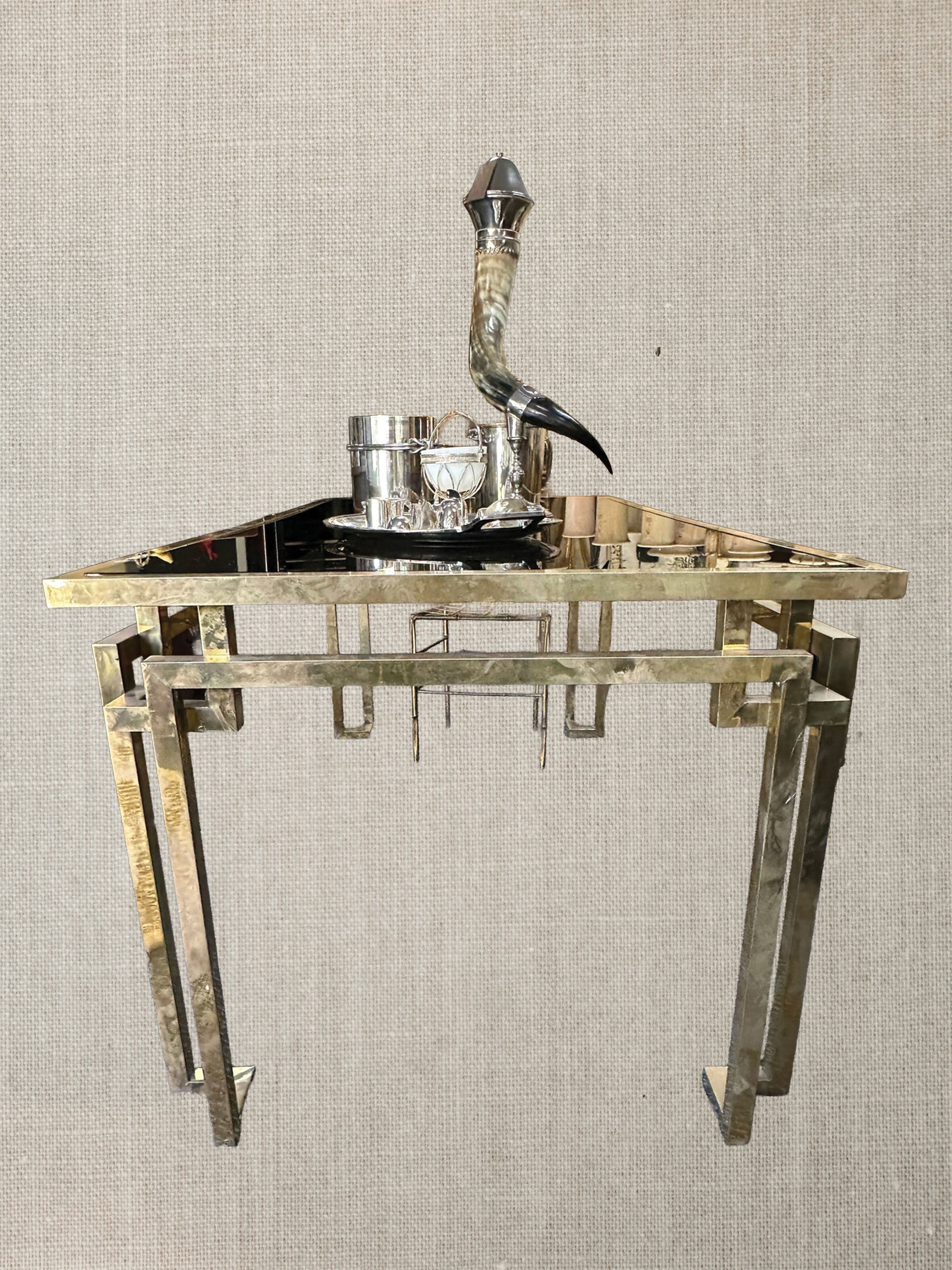 French Brass Dining Table With Black Top - Midcentury