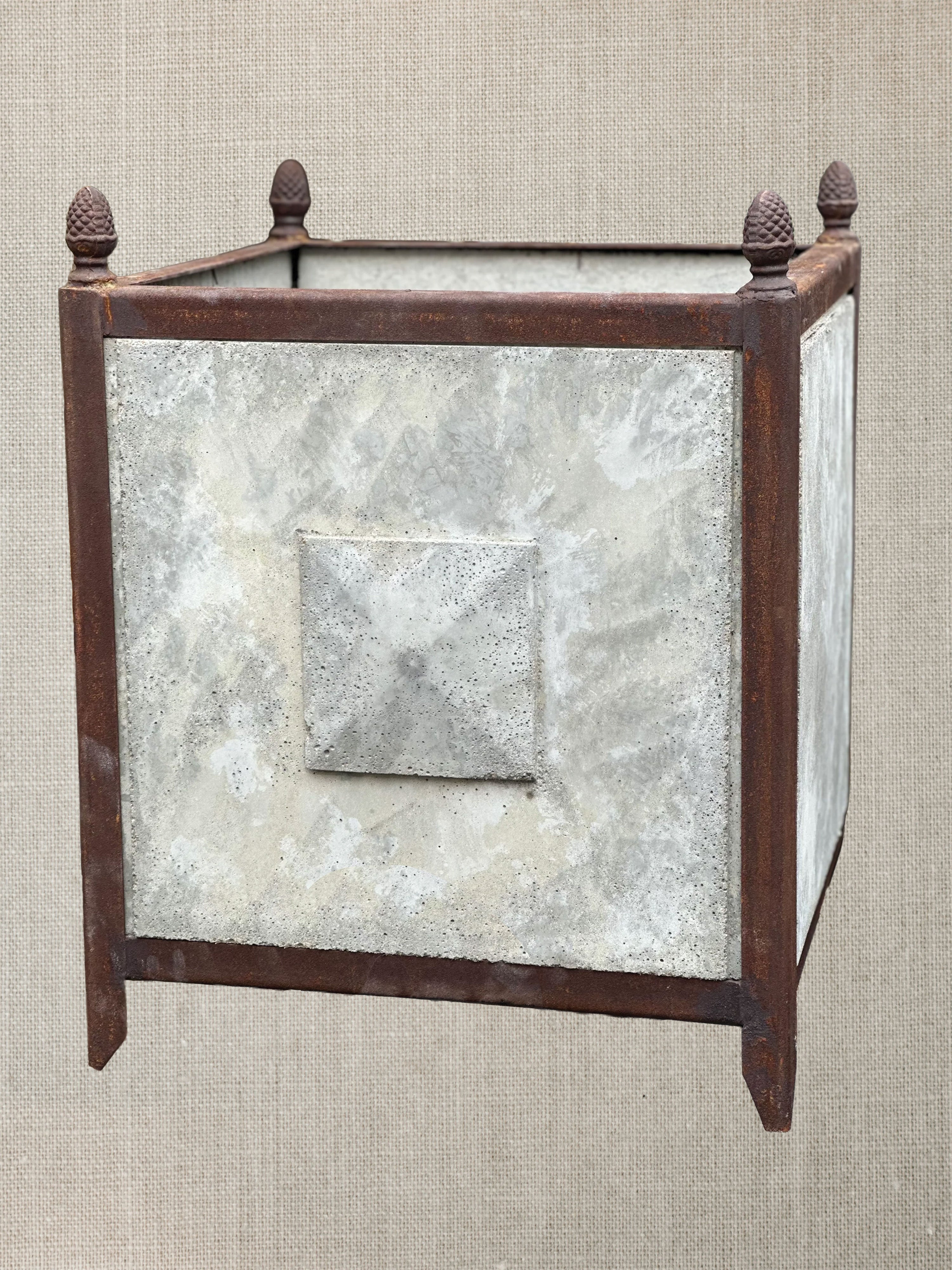 French Concrete Planters  With Iron Detail