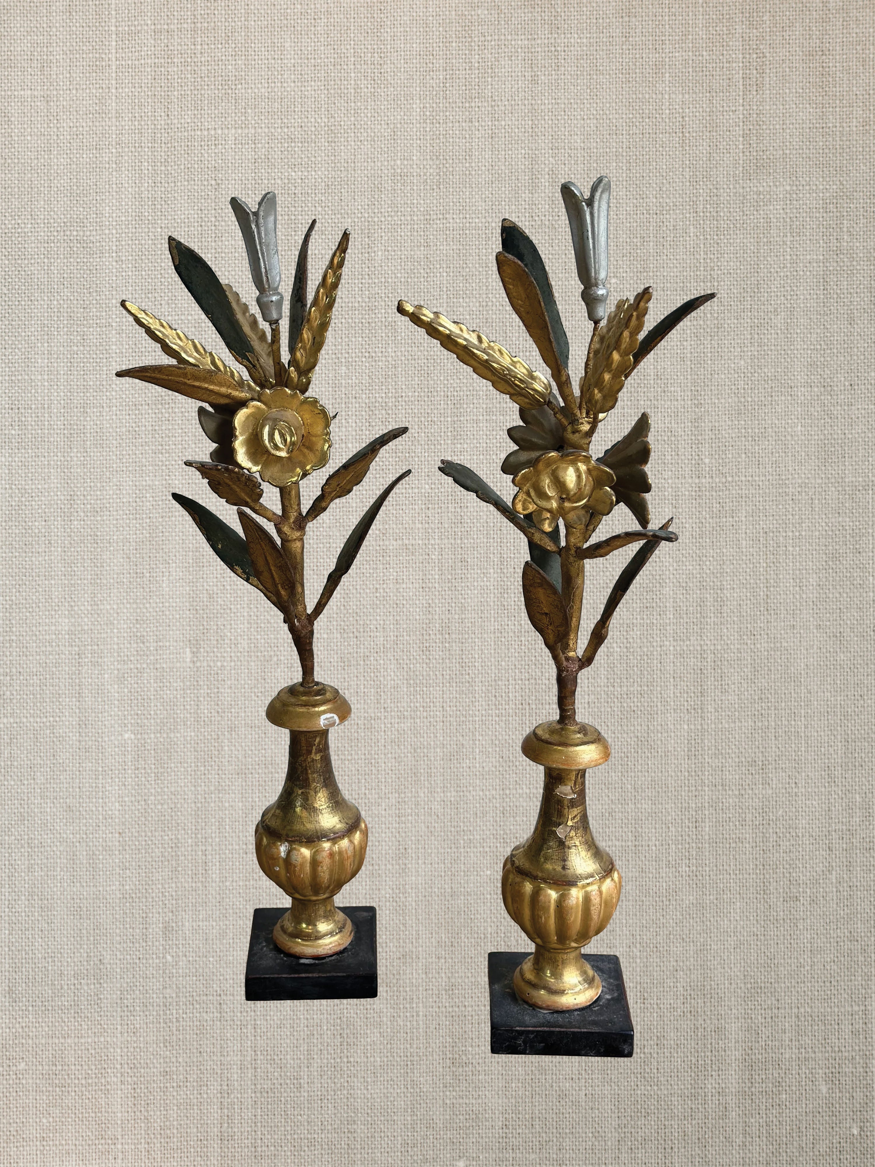 French Decorative Flower Wood And Gilt On Stand c1890