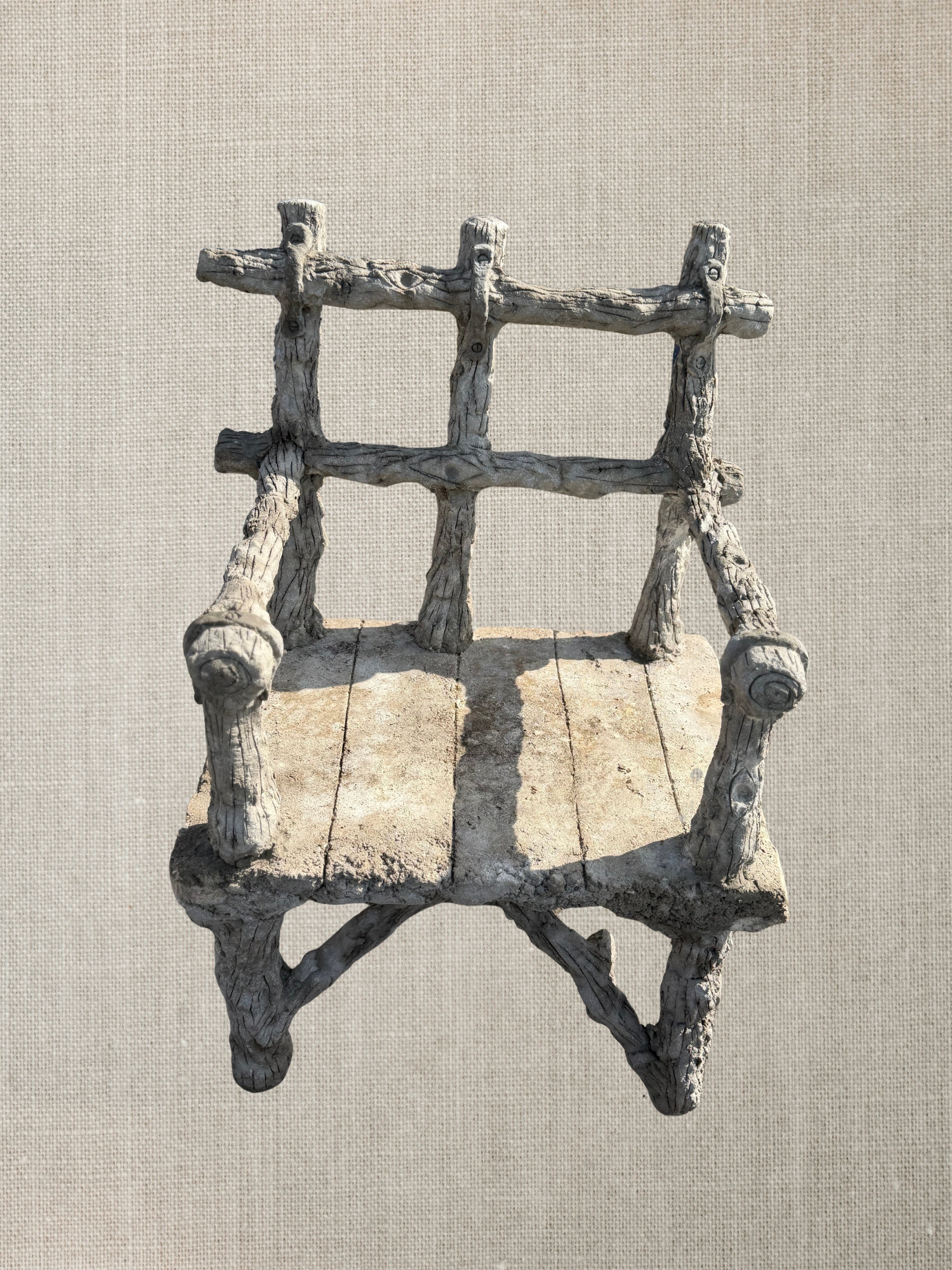 French Faux Bois Concrete Arm Chairs - Midcentury