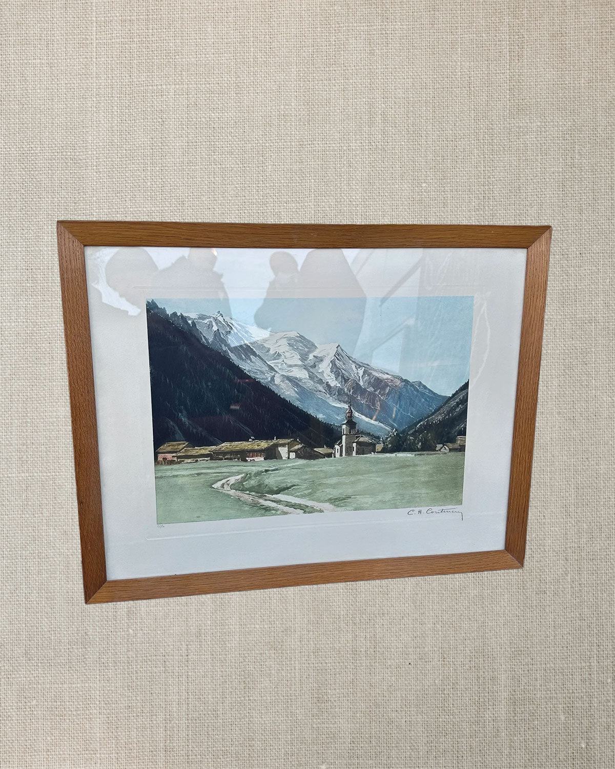 French Lithograph Of Swiss Alps c1920