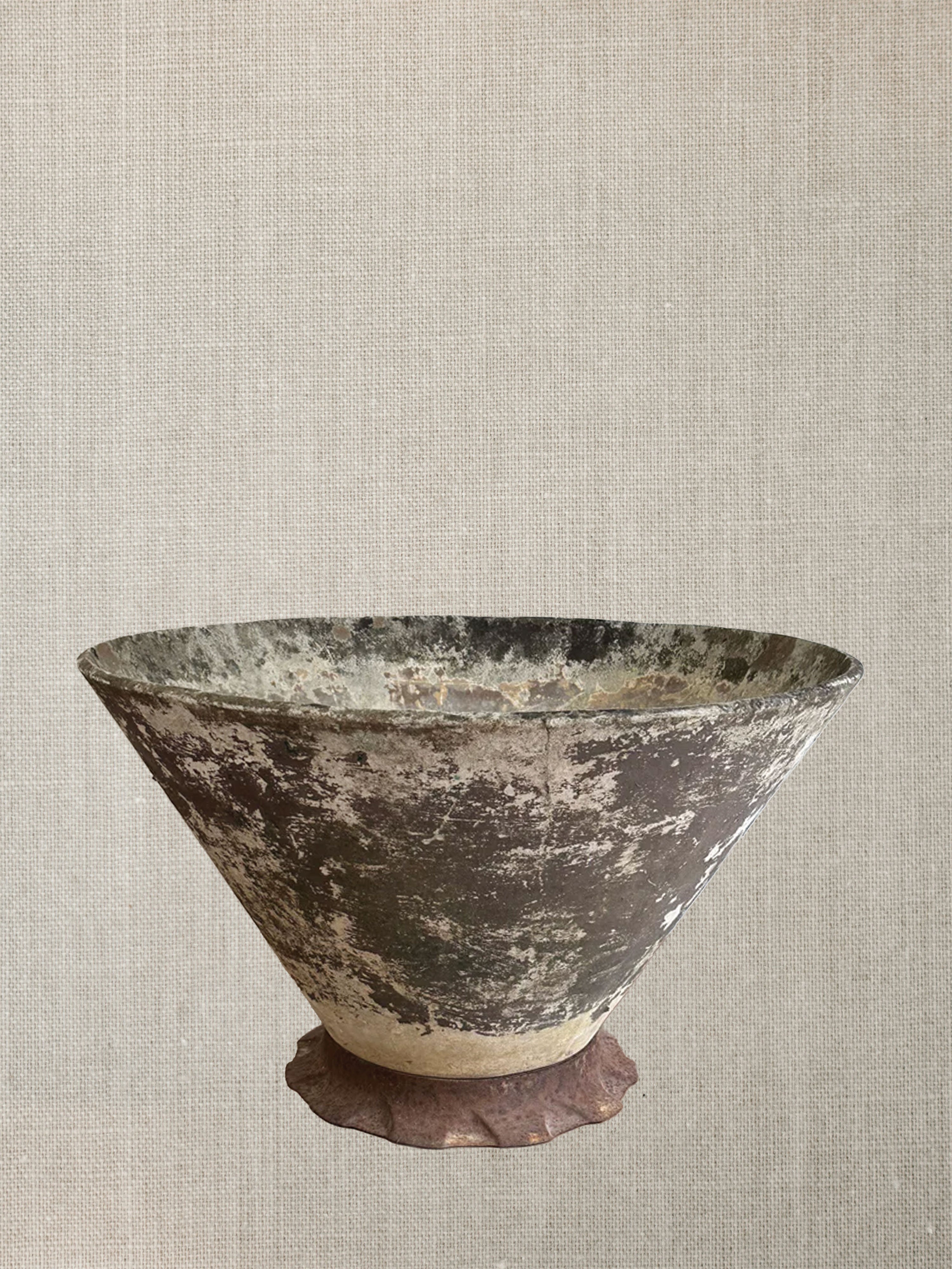 French Stone Pots With Metal Base