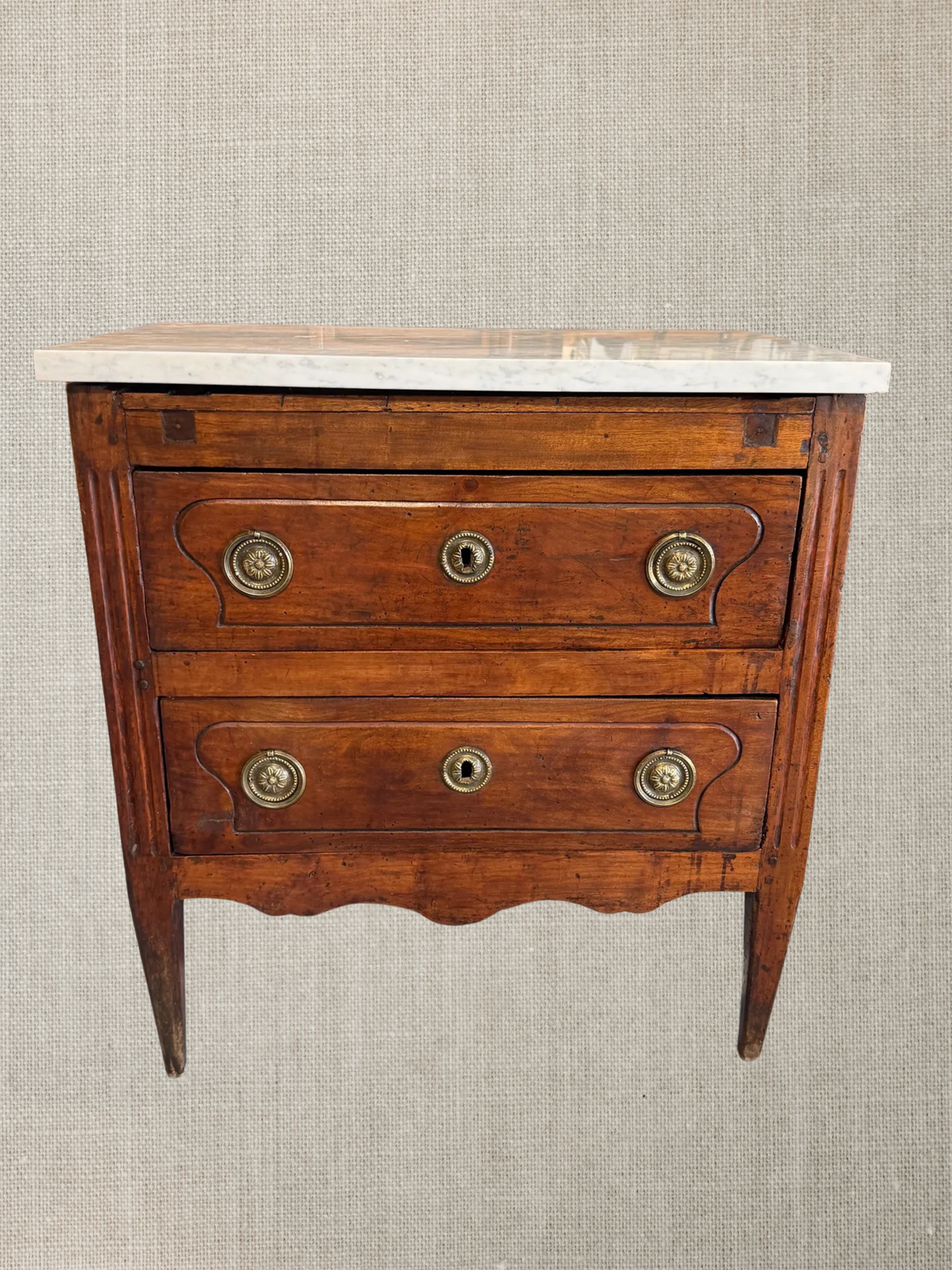 French Walnut Petite Chest With Marble Top c1840