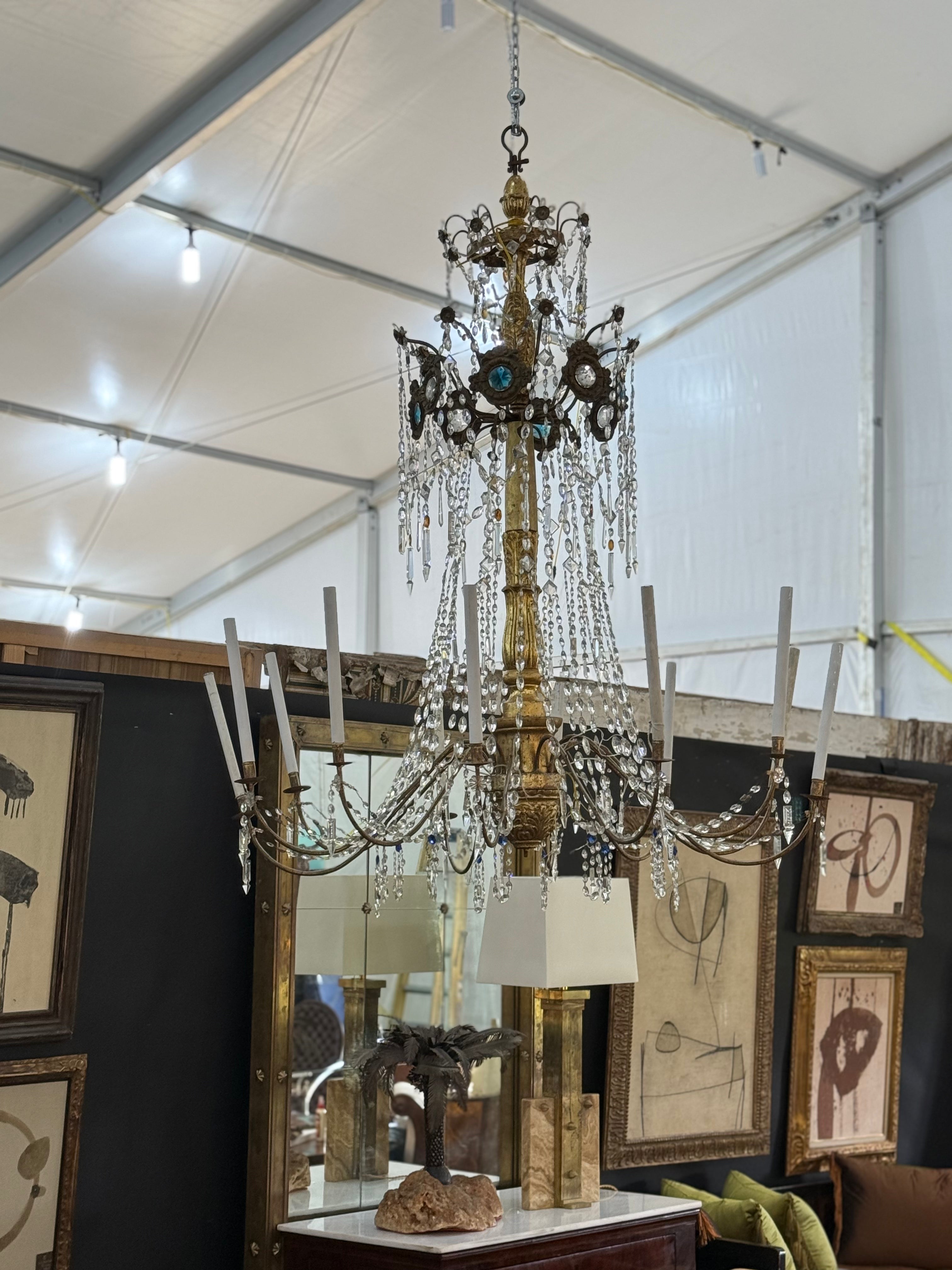 Italian Genoa Gilt And Crystal Chandelier c1760