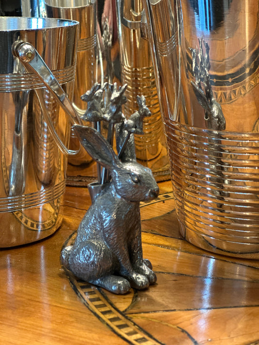 French Pewter Hare With 6 Picks