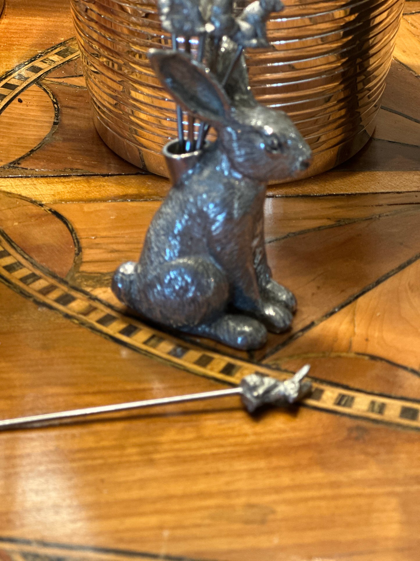 French Pewter Hare With 6 Picks