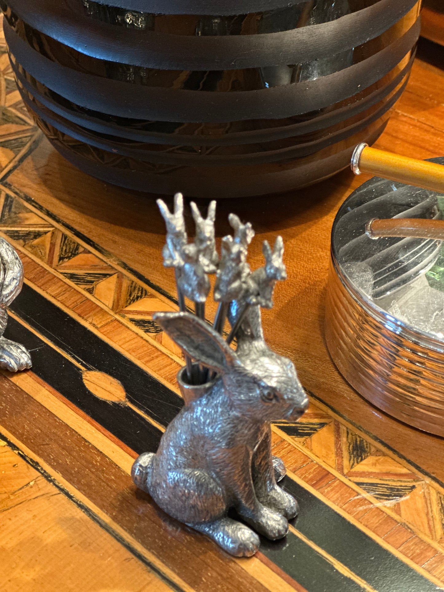 French Pewter Hare With 6 Picks