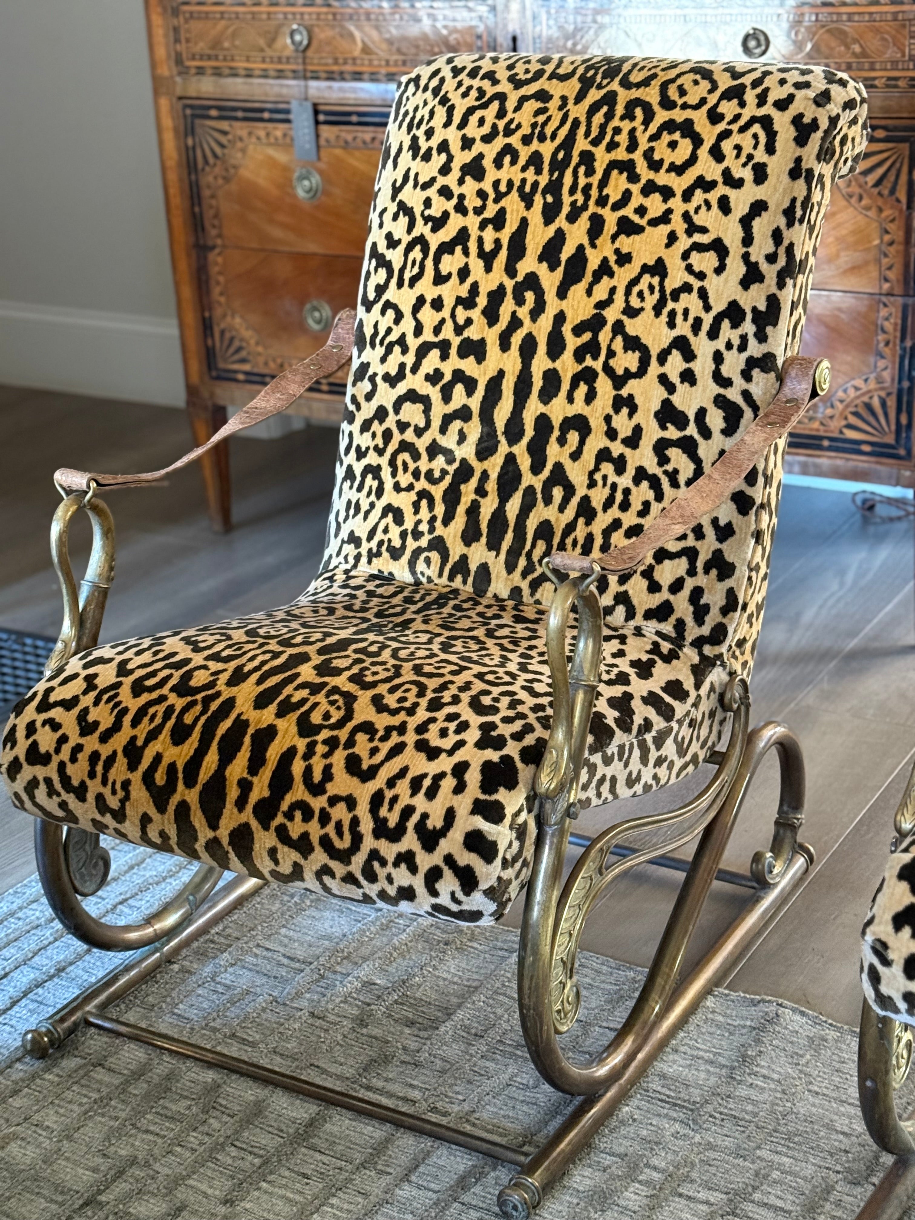 French Upholstered Bronze Bird Armchair c1850