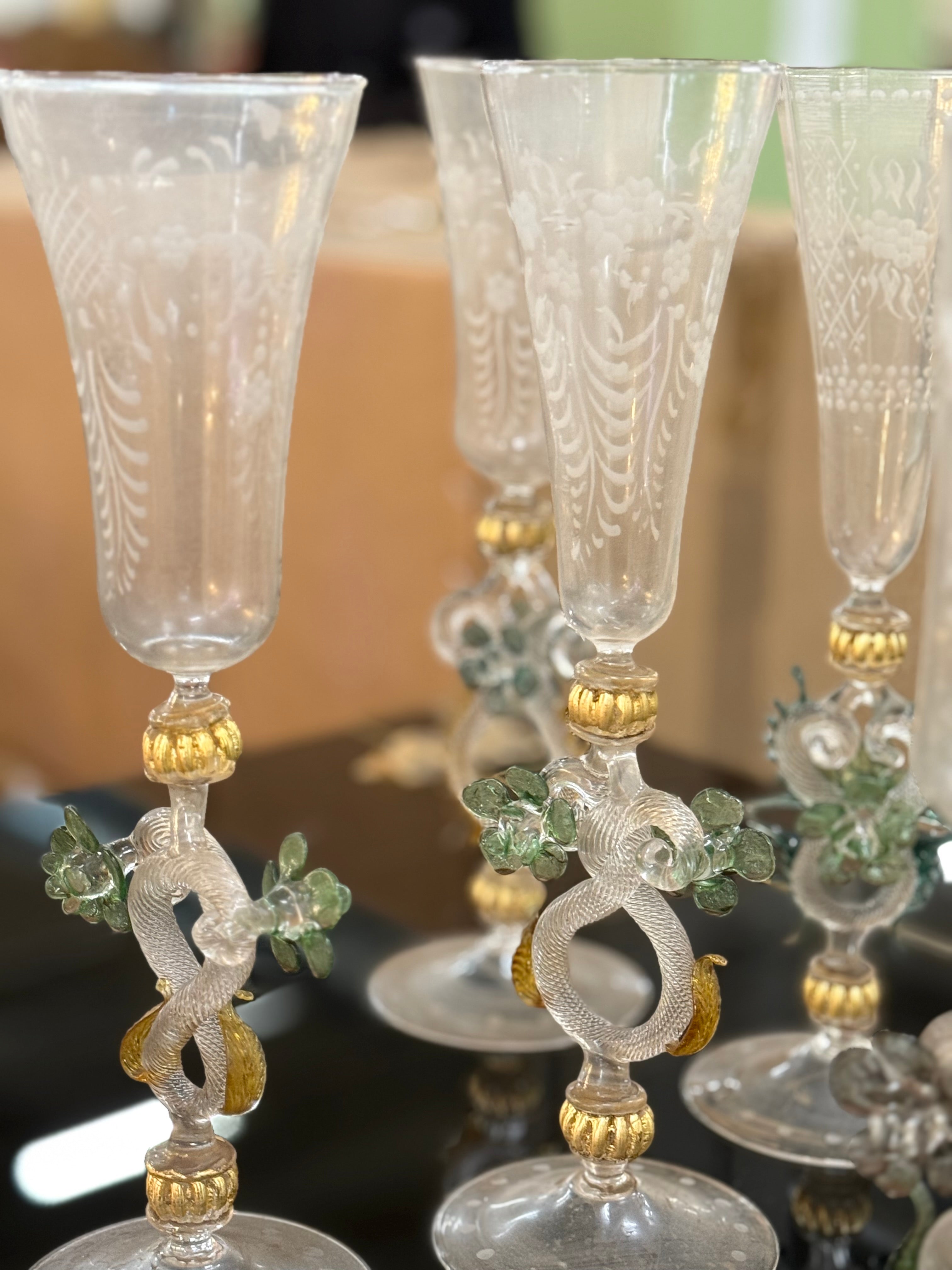 Murano Glass Goblets  c1920