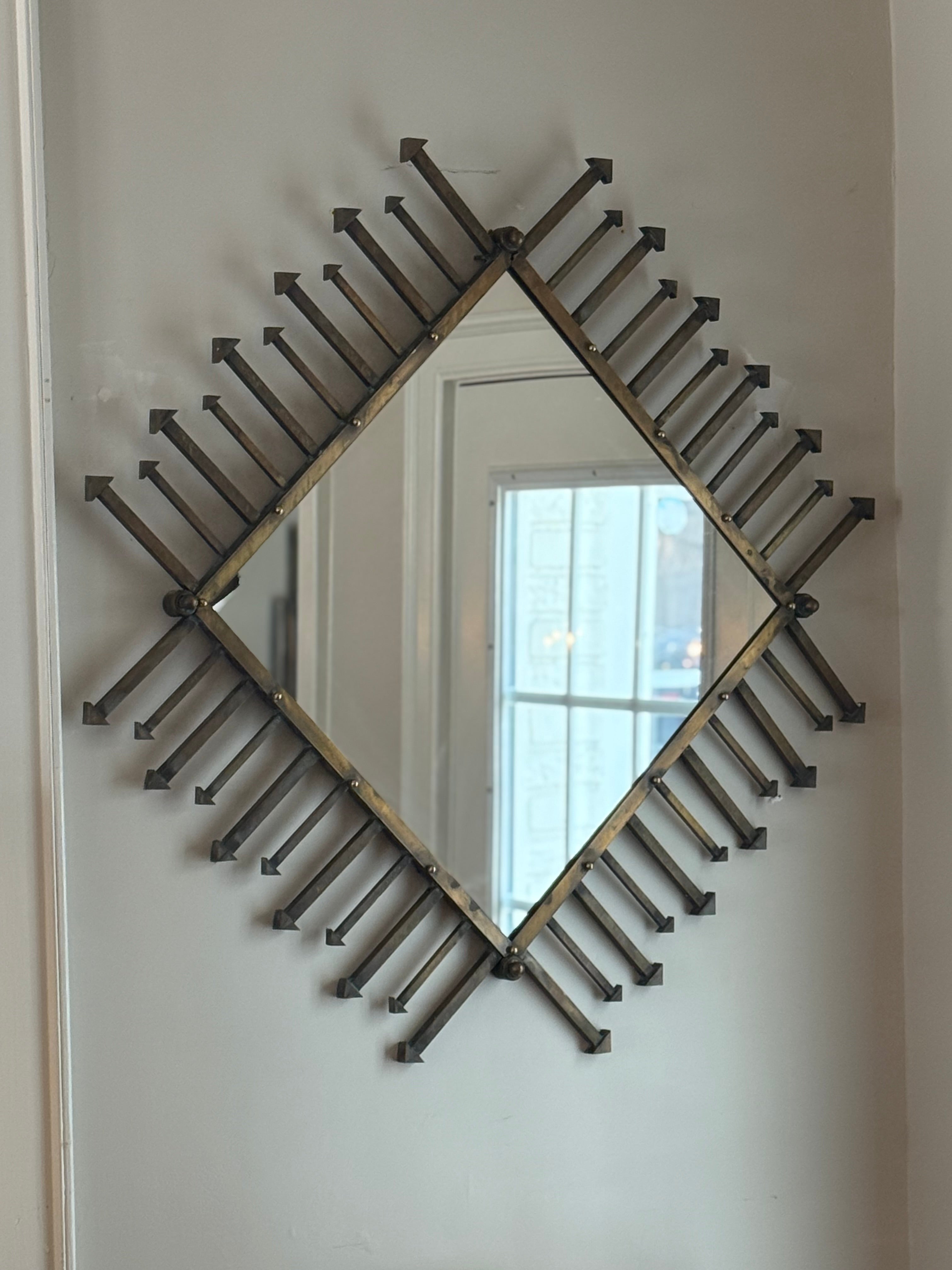 Midcentury Brass Arrow Mirror - Barcelona