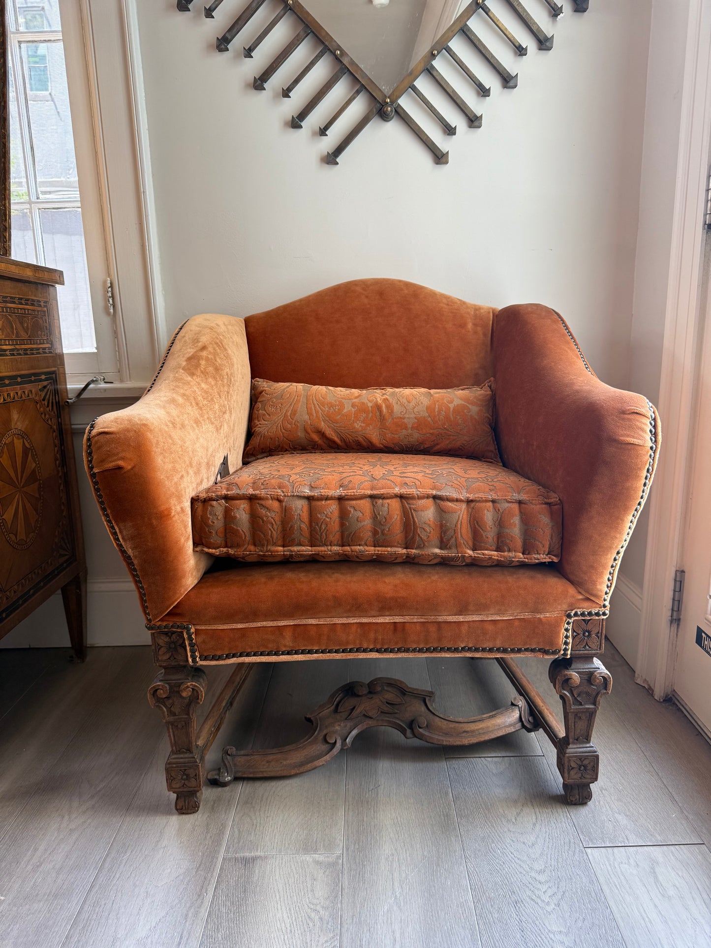 Italian Armchairs In Fortuny  -18th Century