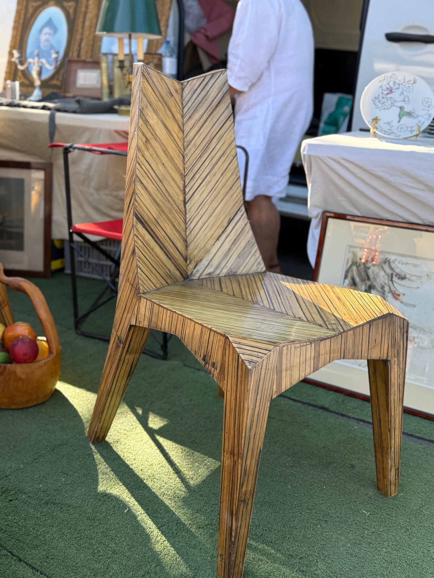 Italian Woodpieced Midcentury Chair