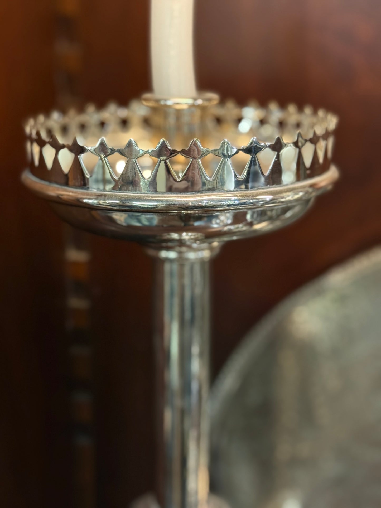 French Silver-plate Candlesticks With Gallery