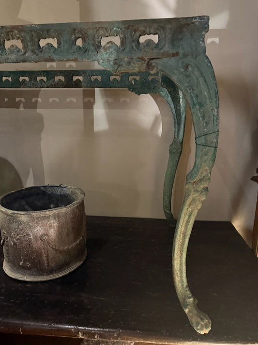 French Iron Table With Marble Top 19th Century