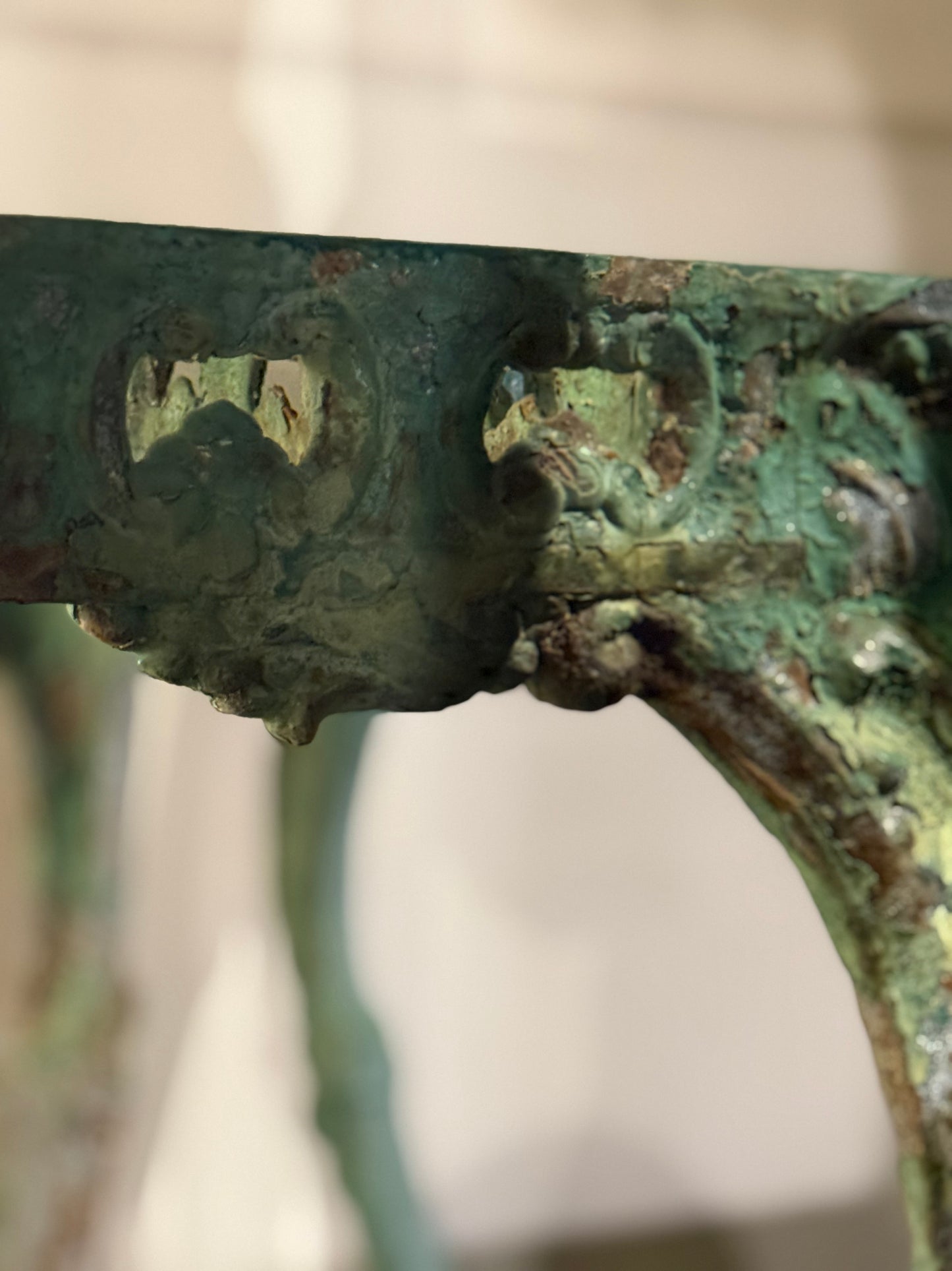 French Iron Table With Marble Top 19th Century