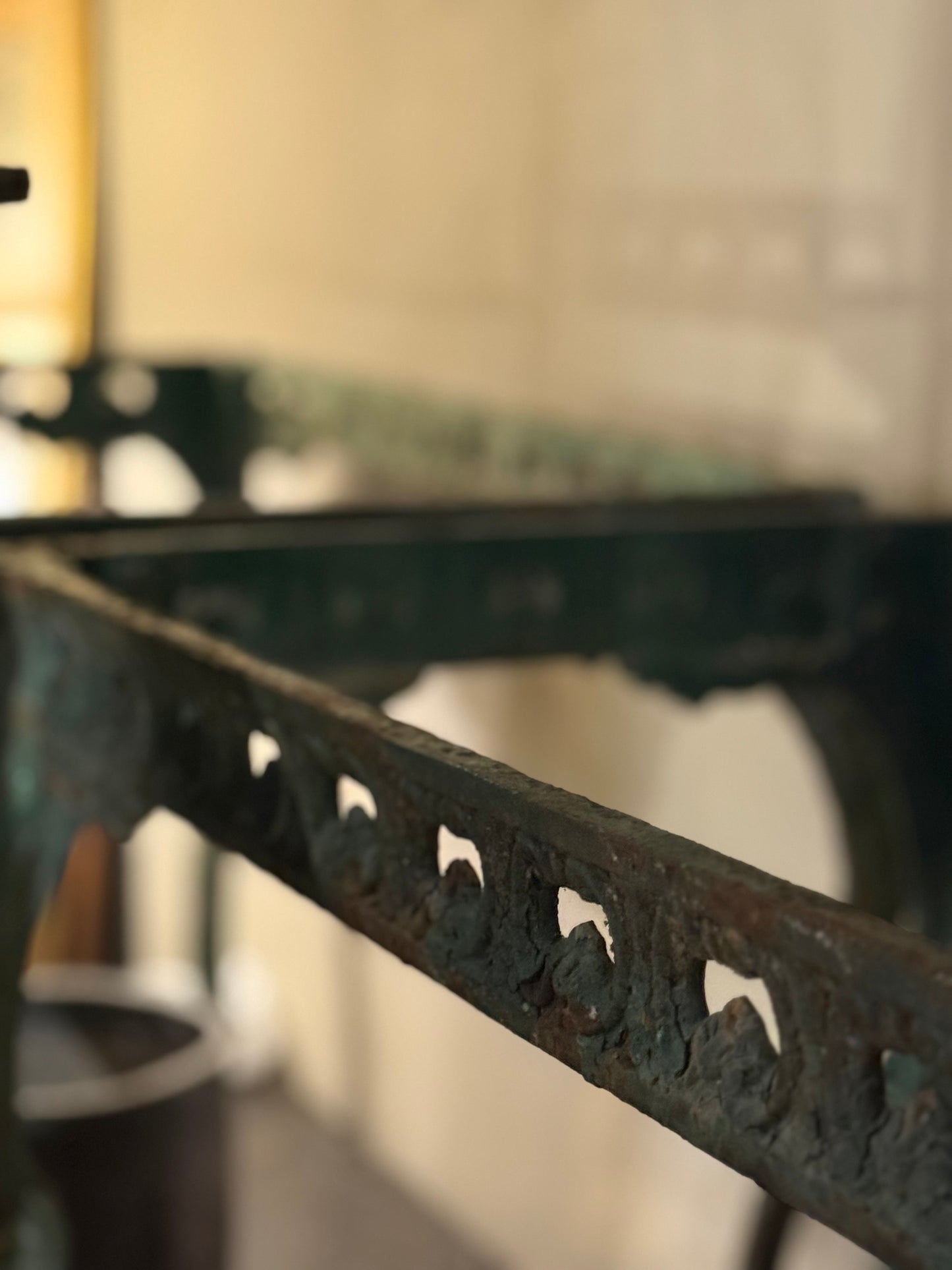 French Iron Table With Marble Top 19th Century