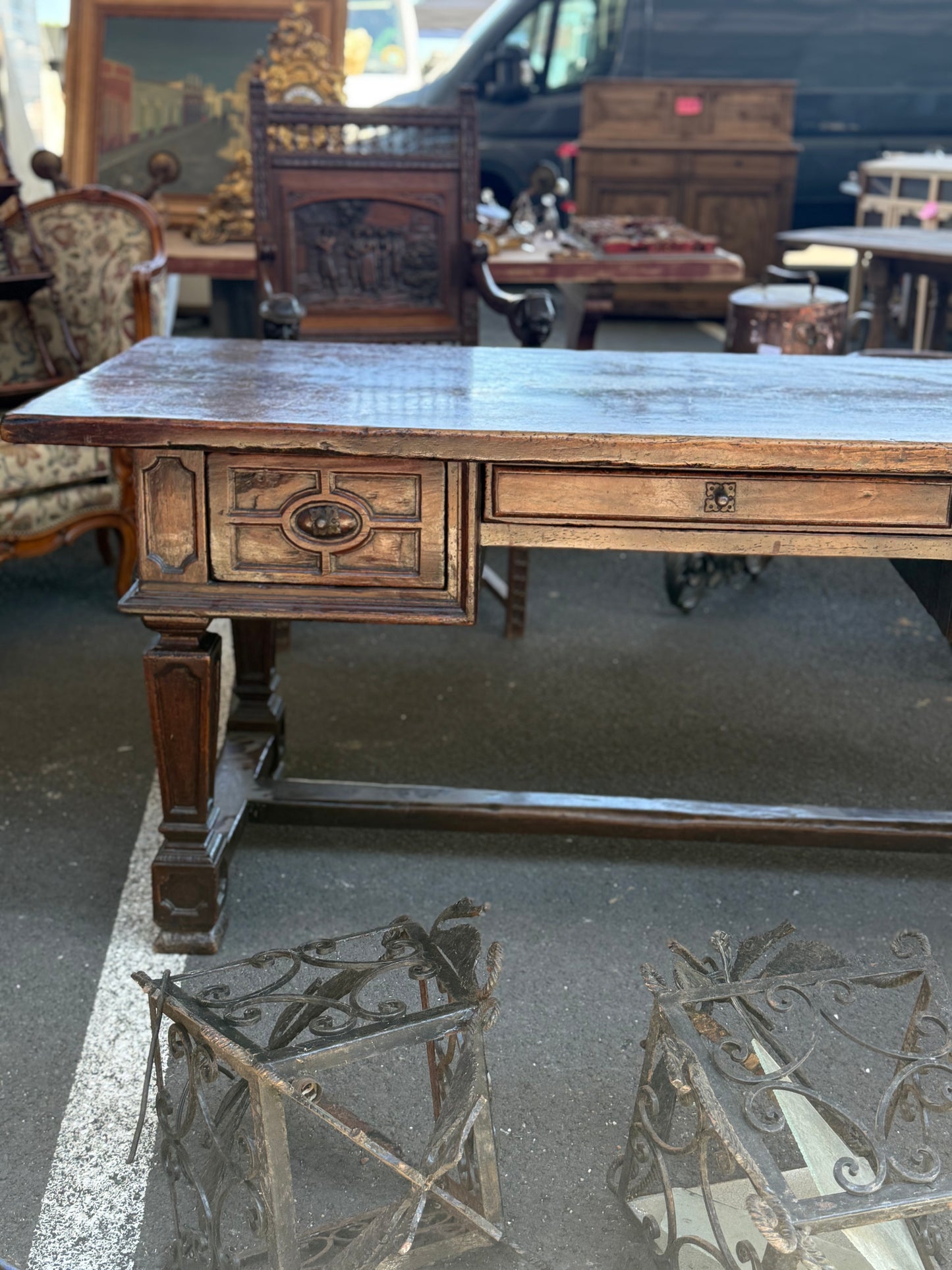 French Walnut Desk - 19th Century