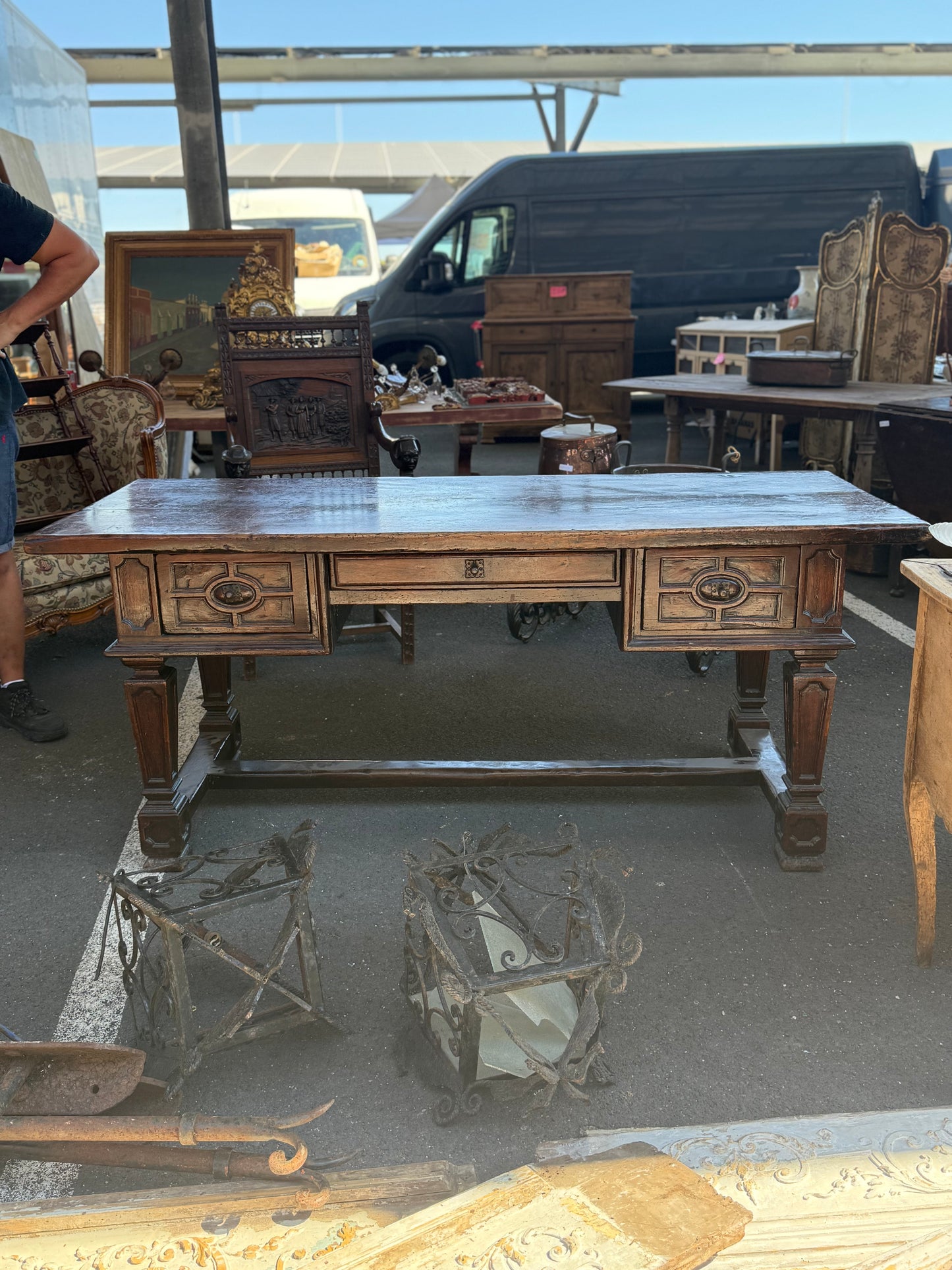 French Walnut Desk - 19th Century