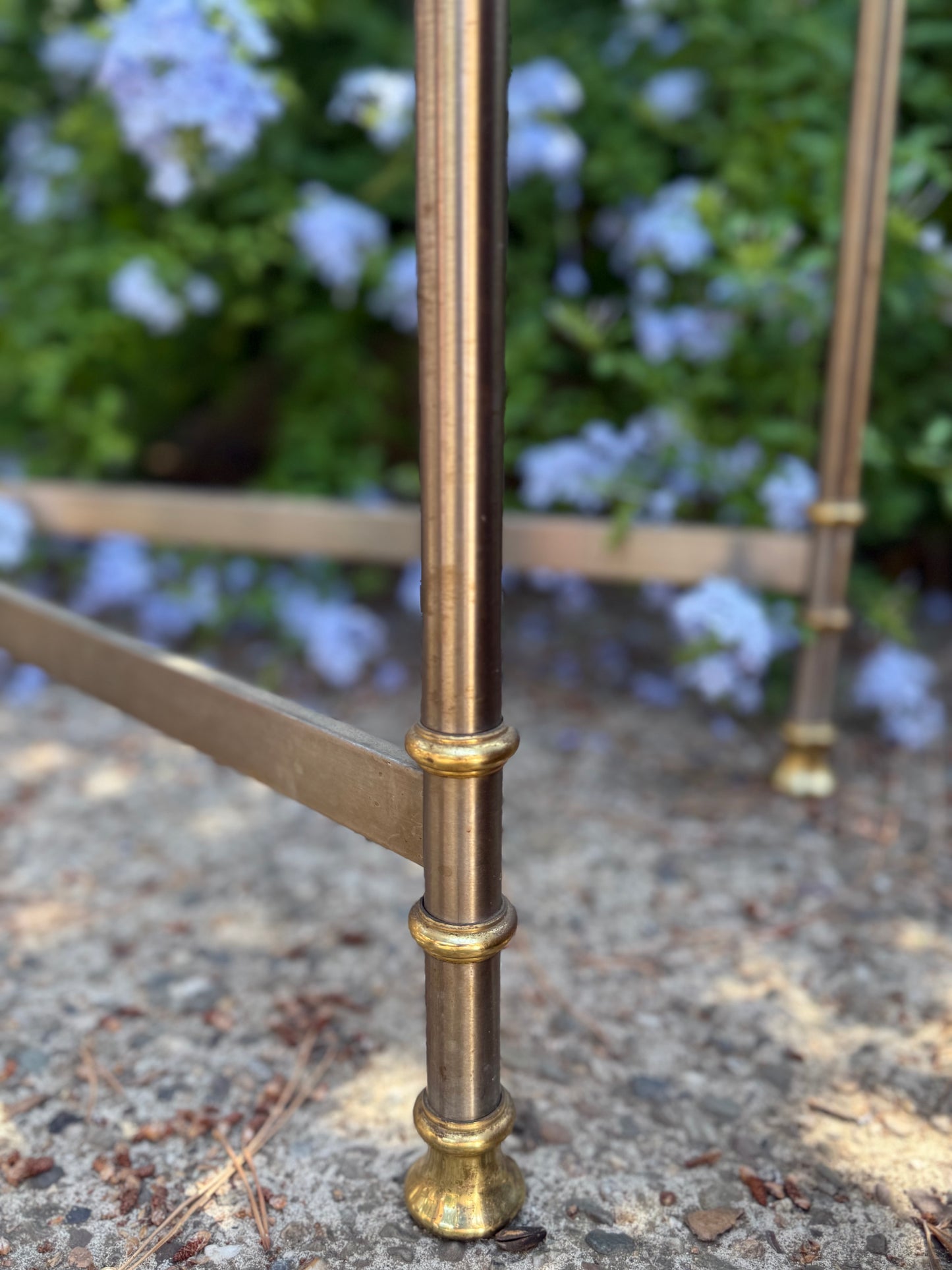 French Brass And Glass Console - Midcentury