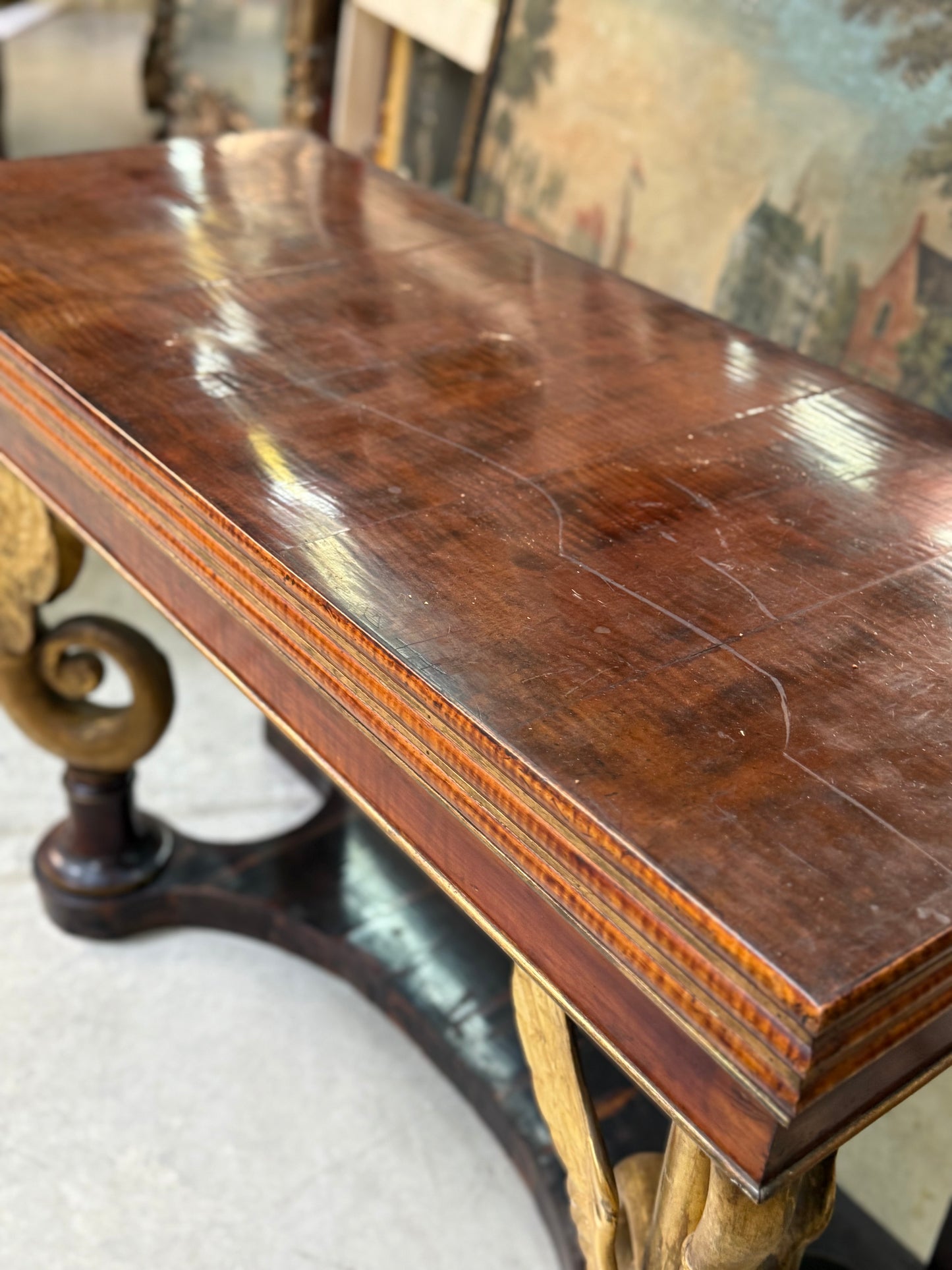 Italian Walnut Gilt Bird Console 1820s