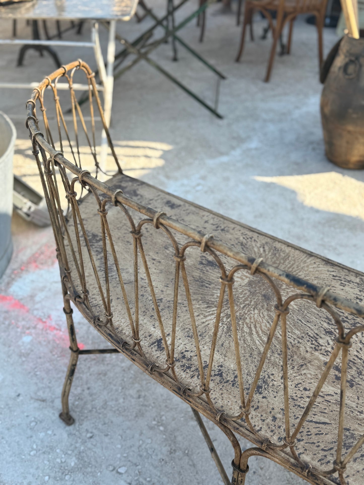 French Metal Outdoor Curved Bench