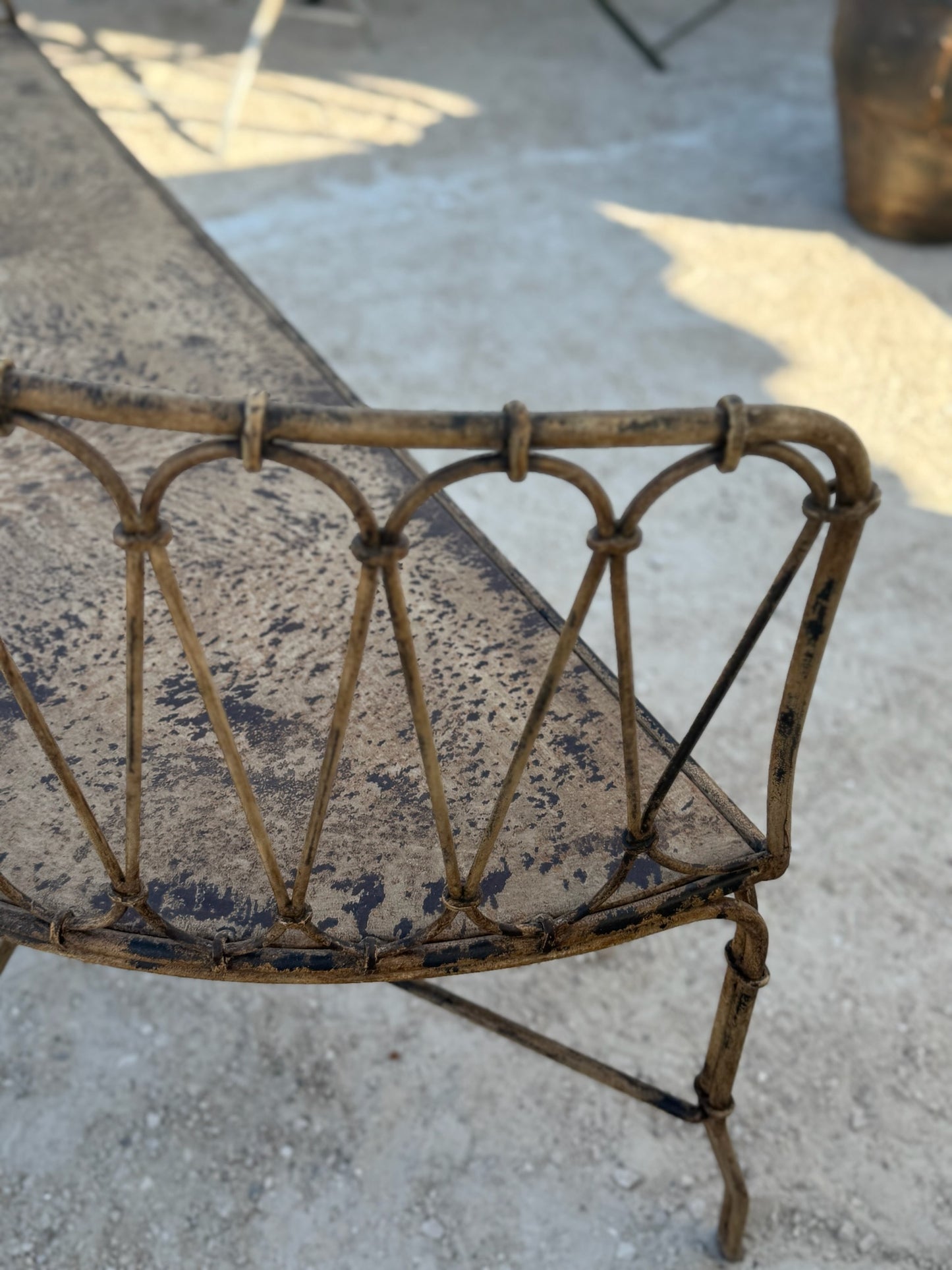 French Metal Outdoor Curved Bench