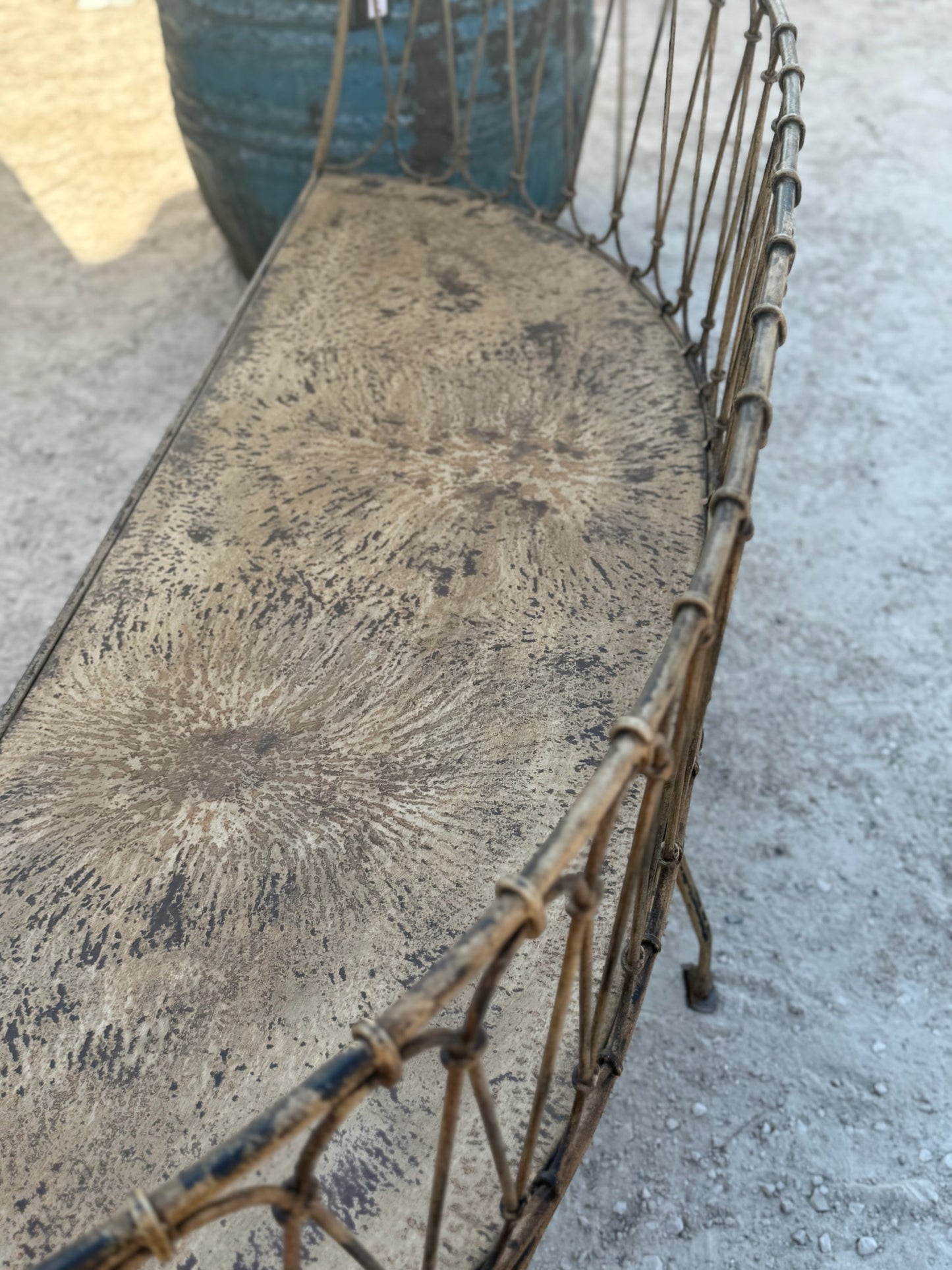 French Metal Outdoor Curved Bench
