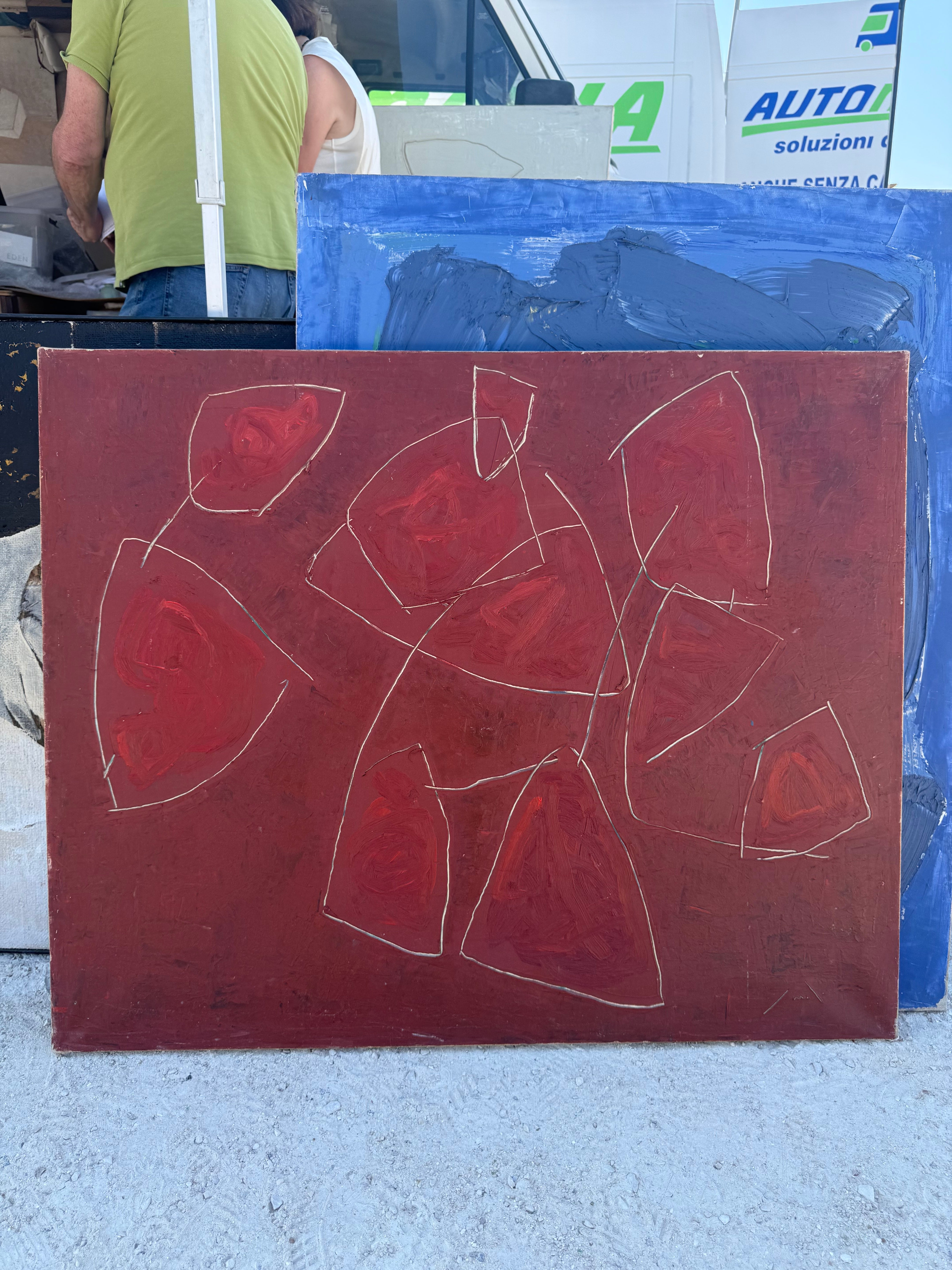 French Abstract Painting - Rouge