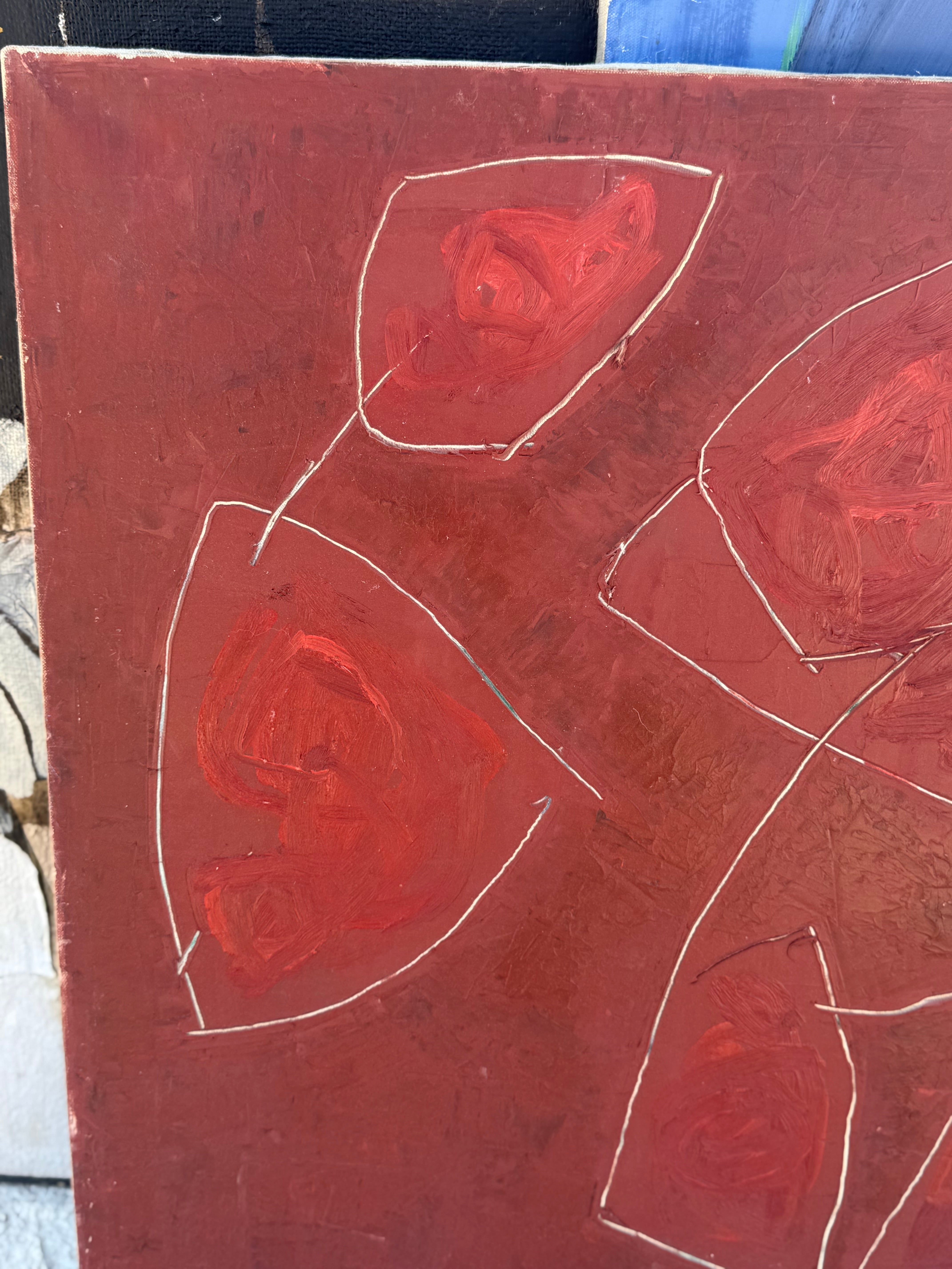 French Abstract Painting - Rouge