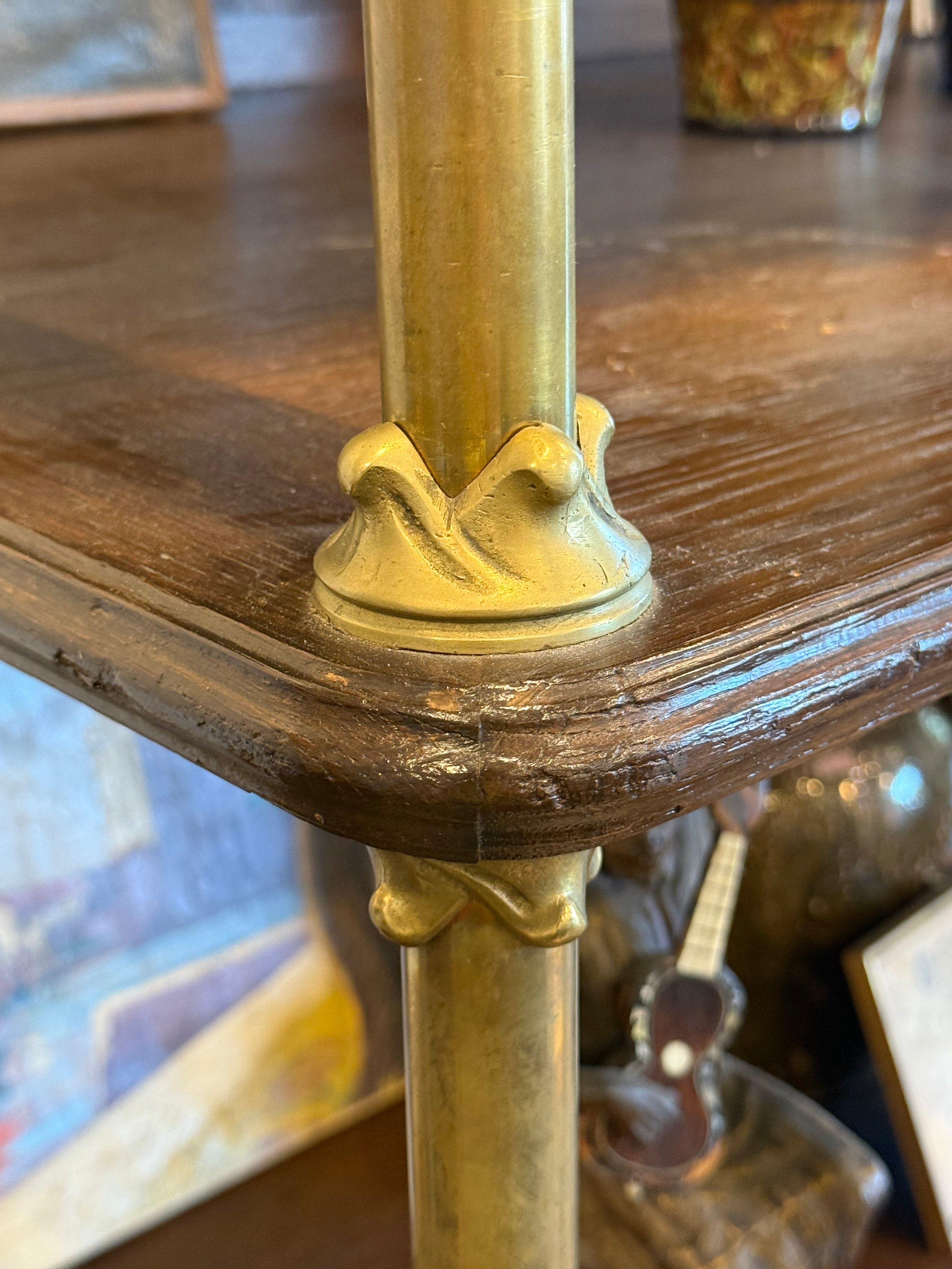 SOLD **French Brass and Walnut Etagere