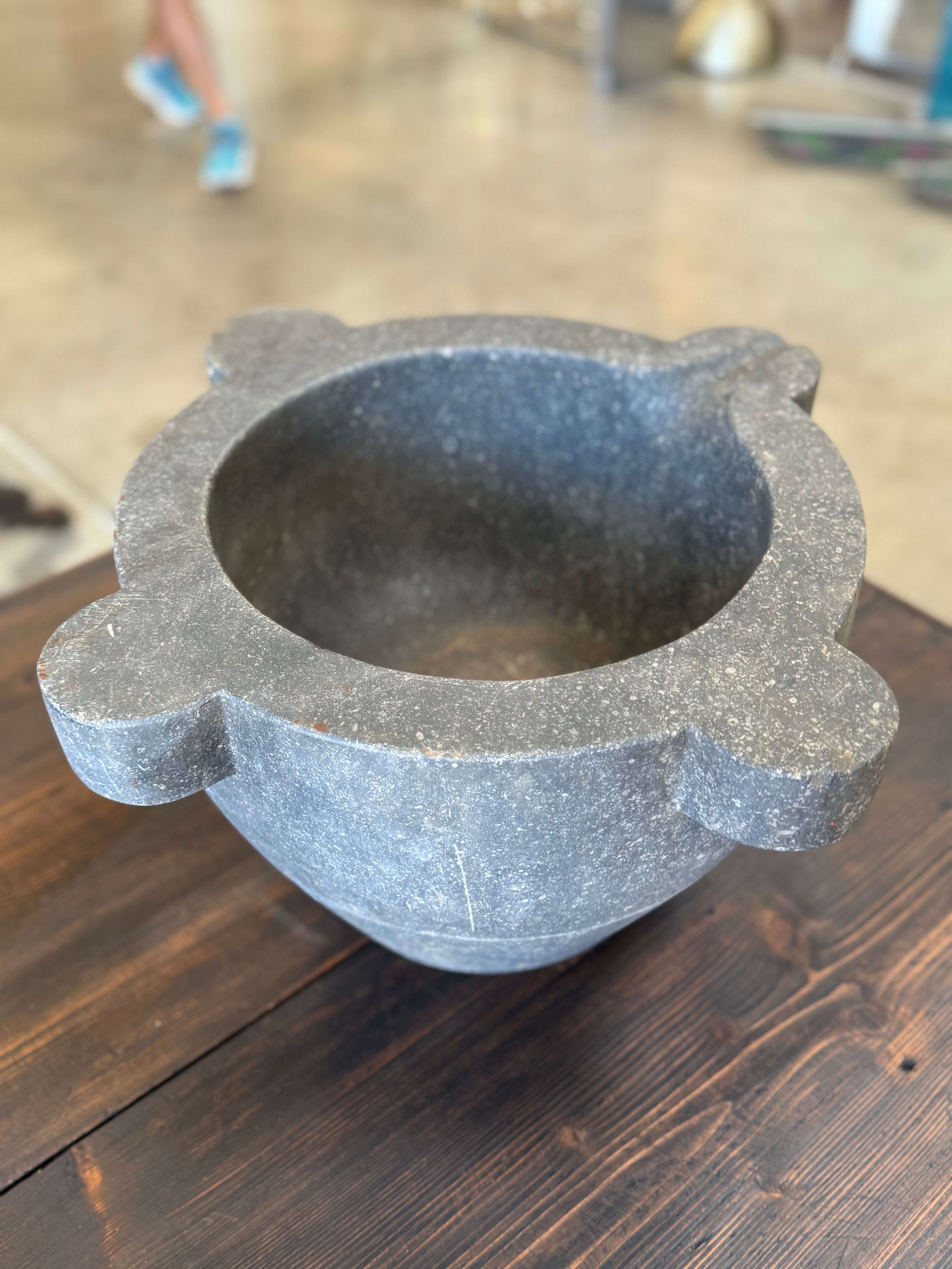 Italian Gray Marble Mortar - Large