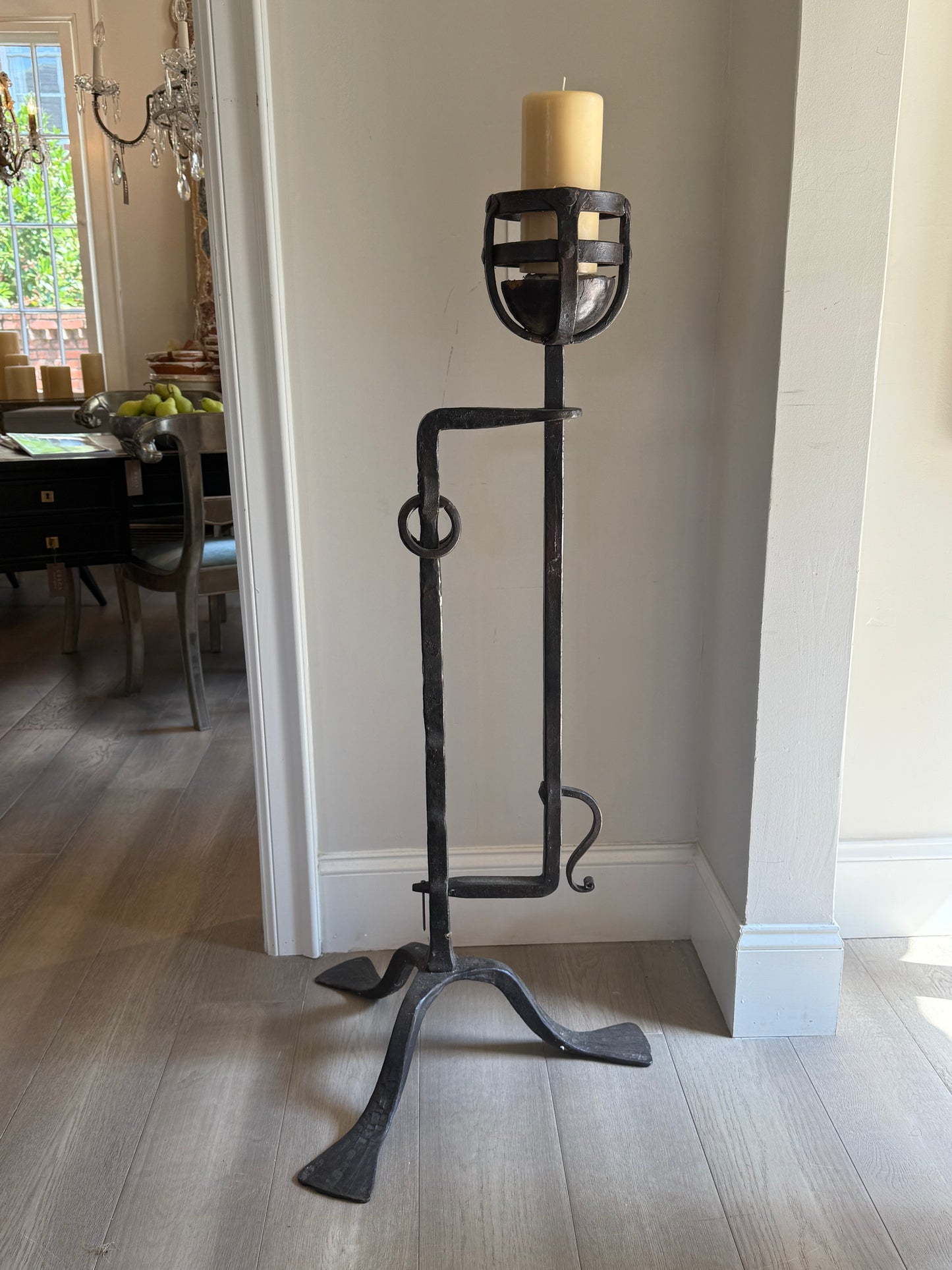 HOLD **French Iron Floor Candelabra - 19th Century
