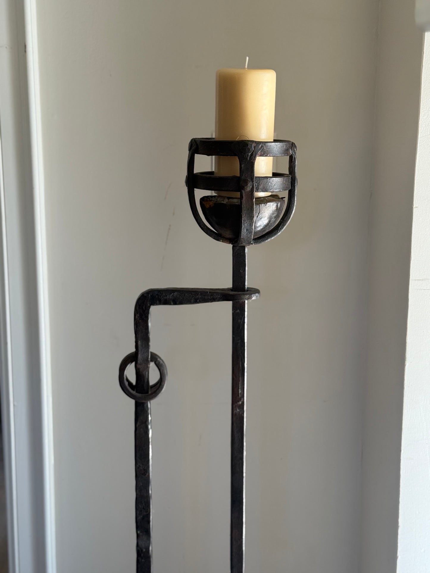 HOLD **French Iron Floor Candelabra - 19th Century